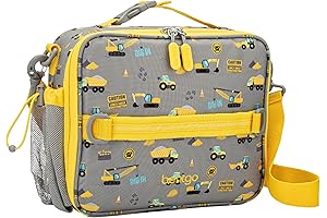 Kids Construction Lunch Bag - Durable, Double-Layer Lunch Tote Bag for Boys and Girls