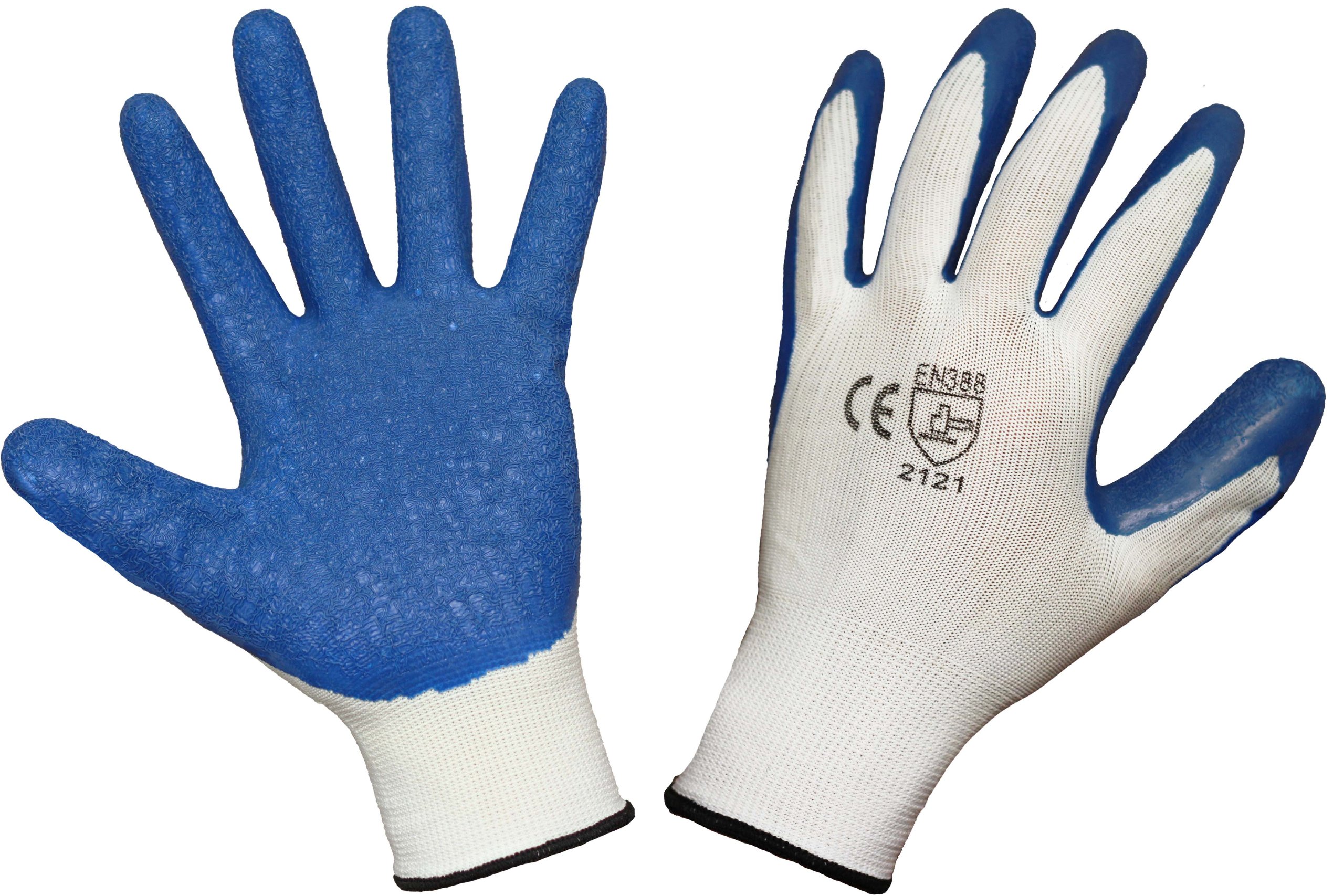12 Pairs Latex Coated Builders Work Safety Glove (XL, Blue)