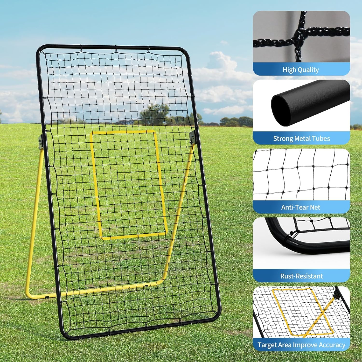 Verstellbares Volleyball Rebounder Netz 178 x 101 cm, Großes Trainings-Bounce-Back-Netz