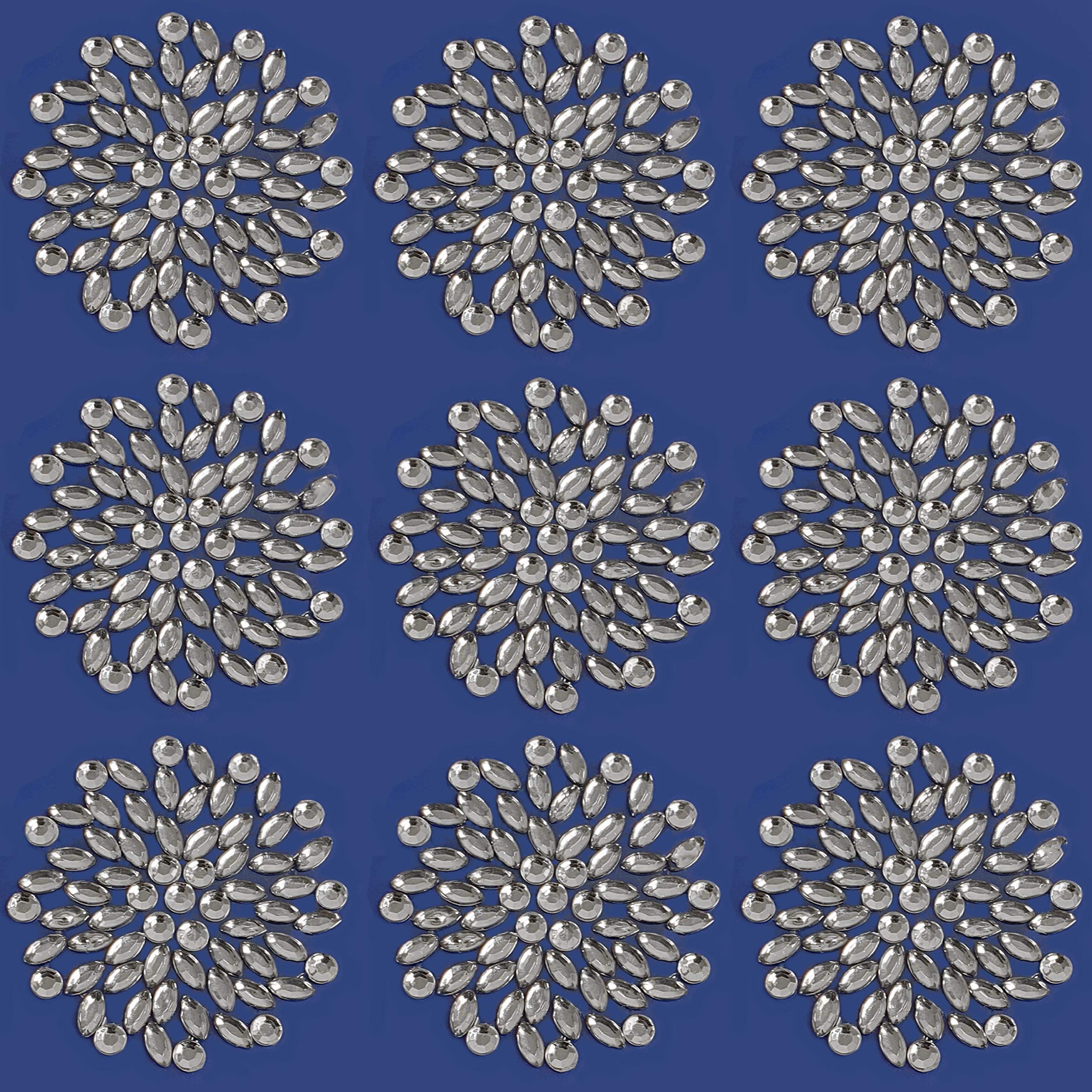 Pebble Eleven 2.5Cm Swirl Cluster Assorted Diamante & Pearl Stickers - Self Adhesive Rhinestone And Pearl Card Embellishments (, 9)