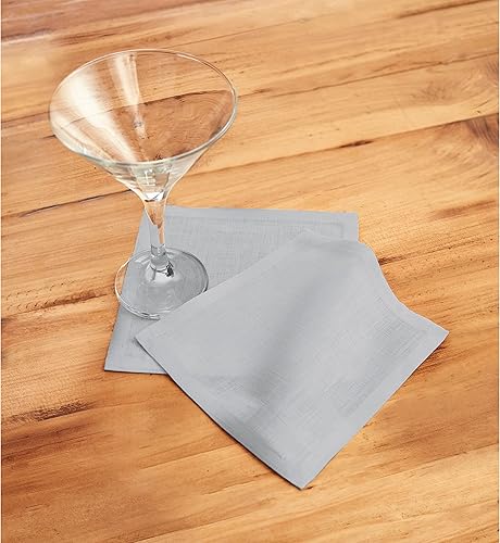 Miniatura 2 de Solino Home Servilletas de cóctel de lino, color gris suave, tela de lino 100% puro, 6 x 6 pulgadas, juego de 12 servilletas de posavasos para