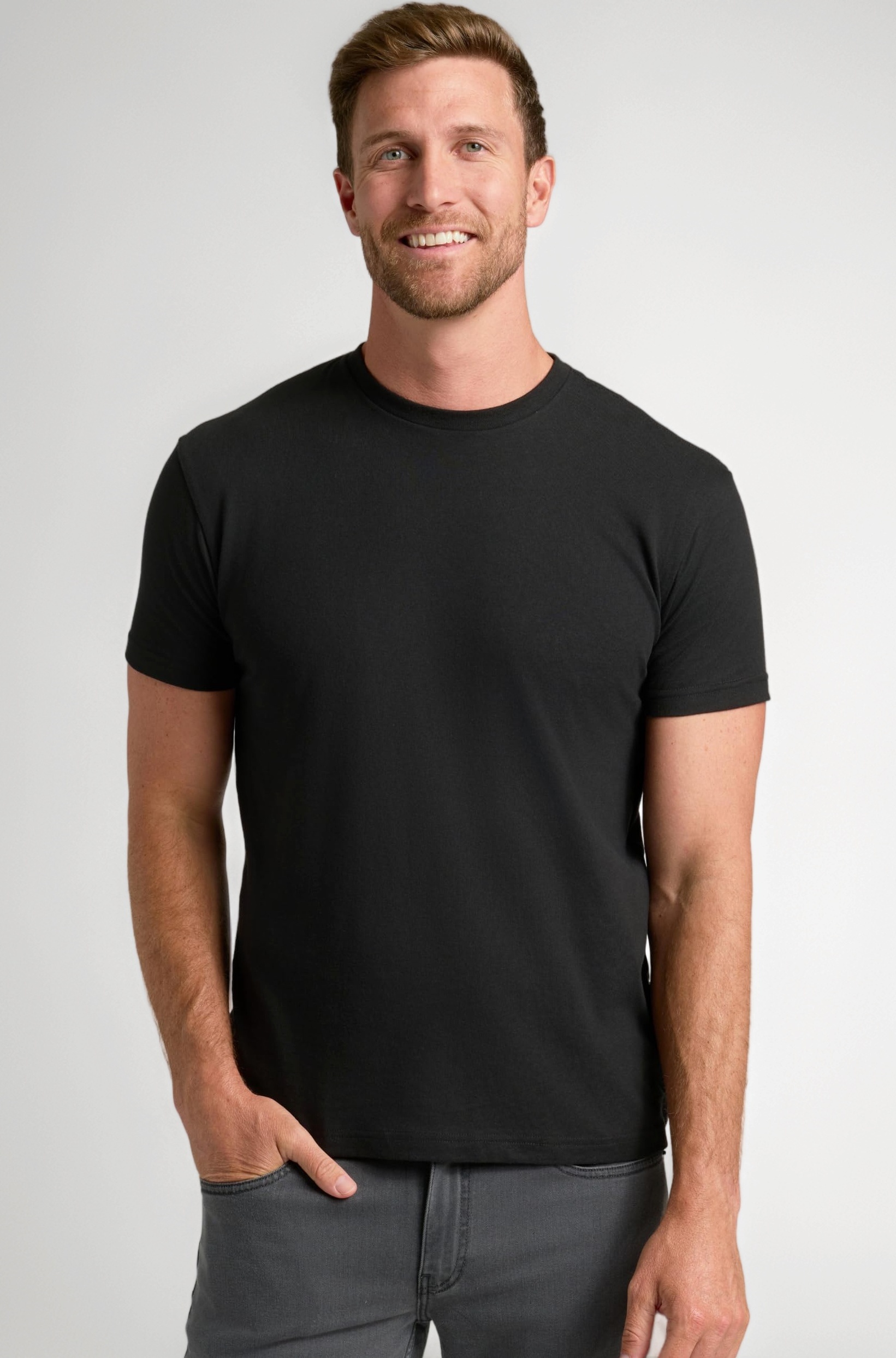 Men's Cotton Blend Round Neck T-Shirt, Half Sleeve, Black