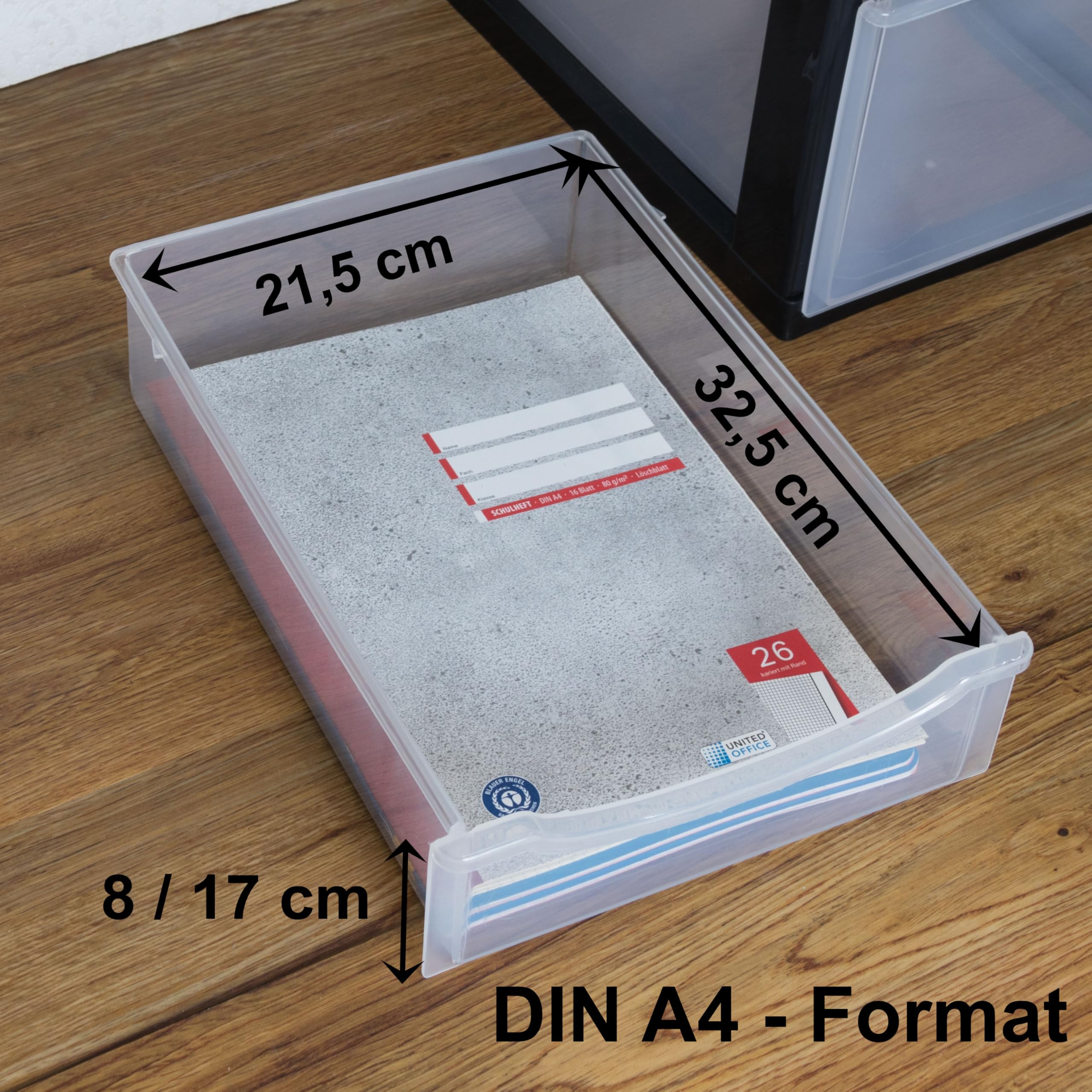 Schubladenbox DIN A4 3 Schubladen 34,5x26x39cm Kunststoff Drawer Tower Box