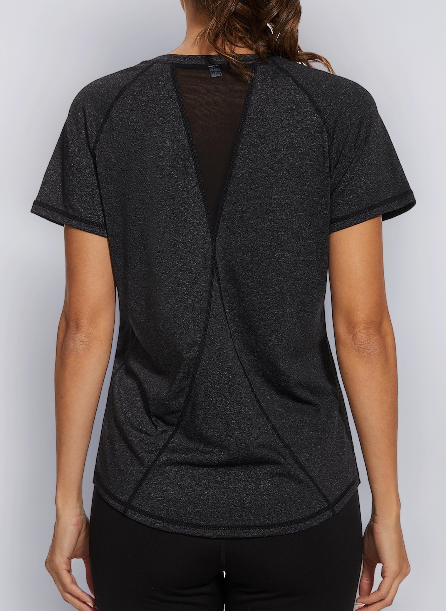 Women's Sports T-Shirt Gym Tops Back Mesh Loose Fit Yoga Running Top Lightweight Moisture Wicking Crew Neck Short Sleeve for Ladies