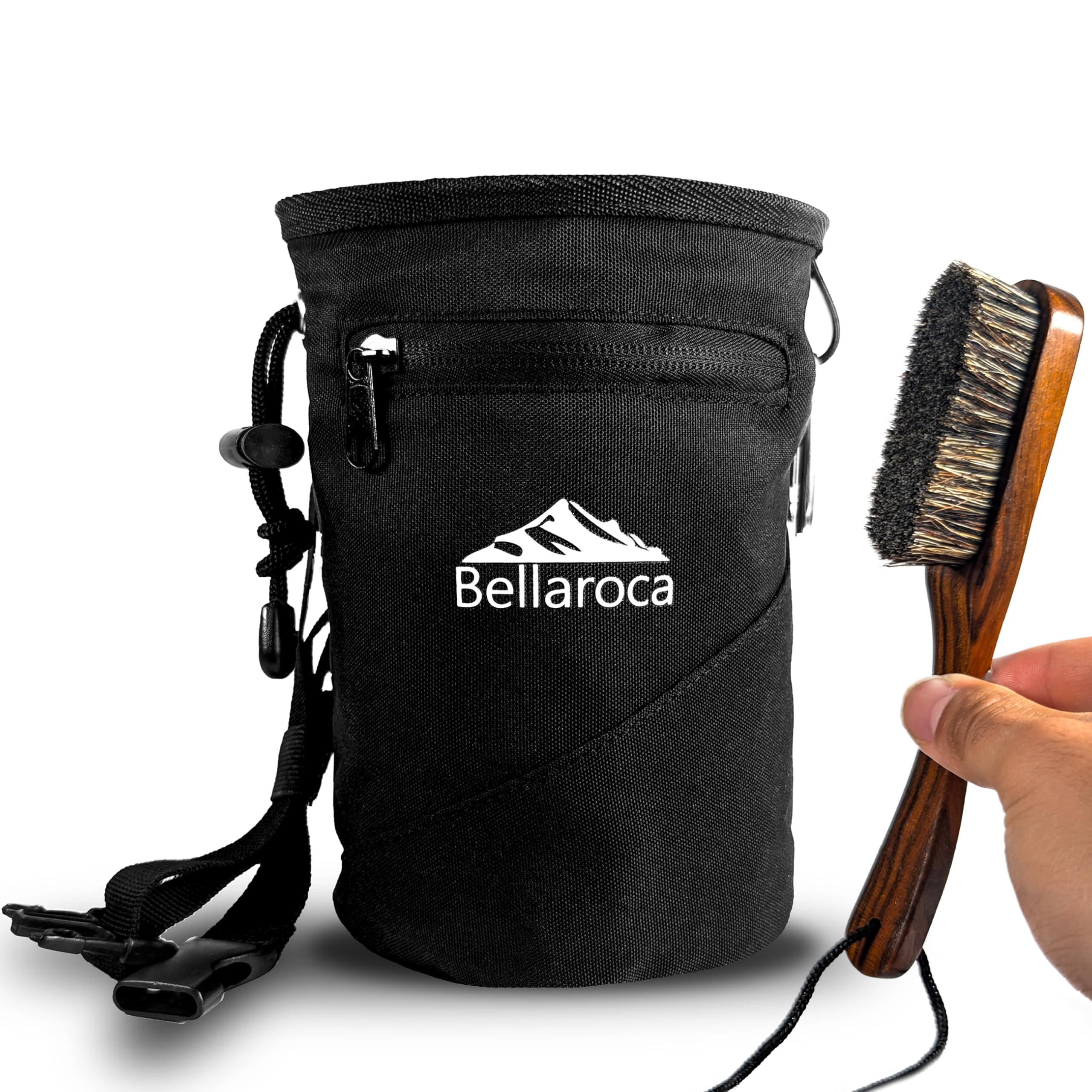 BELLAROCA® Climbing Set – Chalk Bag & Climbing Brush | Water- and Abrasion-Resistant Chalk Bag with Pockets, Adjustable Belt & Carabiner + Professional Bouldering Brush