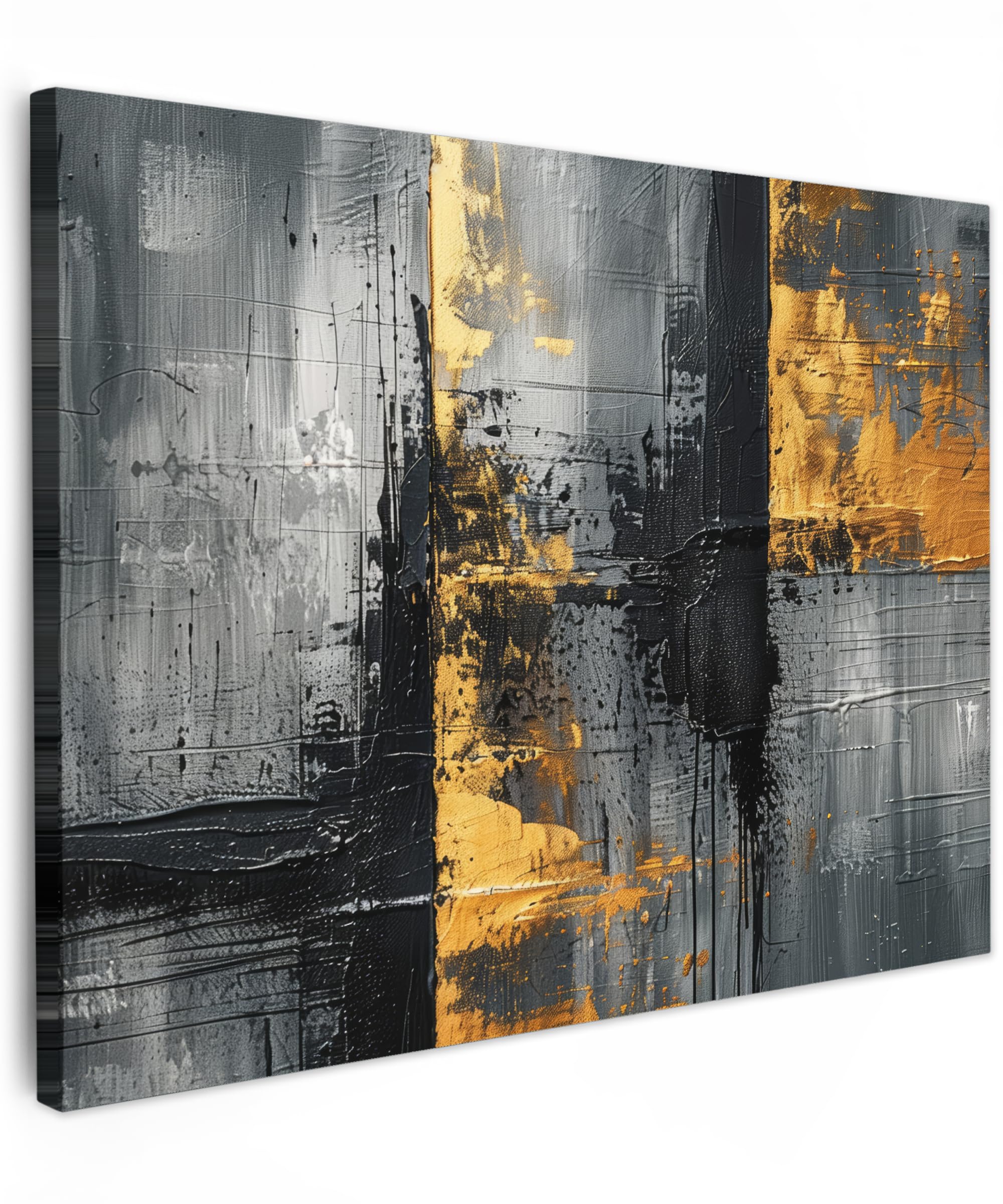 Muchowow Modern - Art Muchowow© Canvas Wall Art 31"X24" / 80X60 Cm Decor Hanging Pictures For Living Room Canvus Artwork Deco Walls - Gold - Black - Luxury