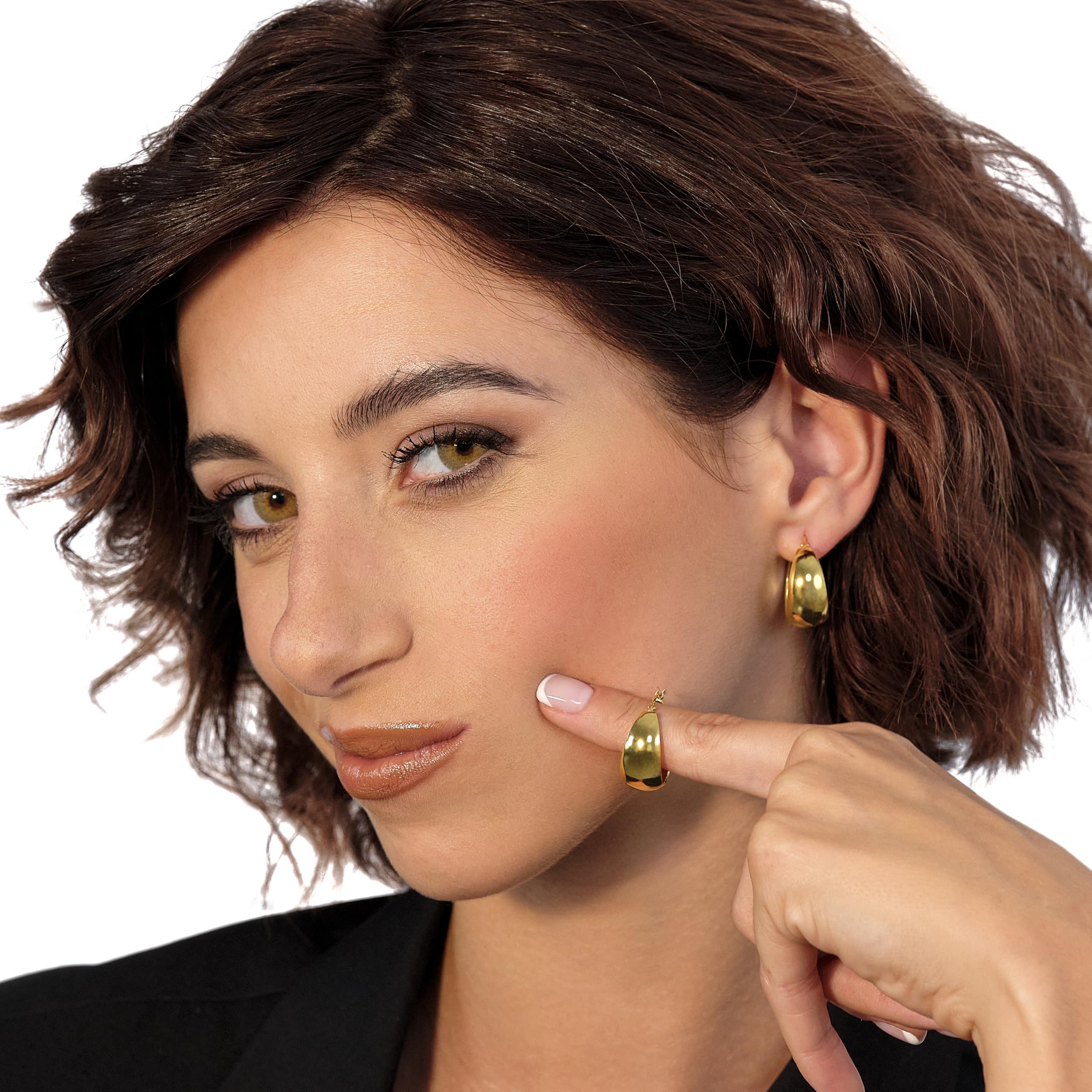 MIORE Ohrringe Silber 925, Creolen Silber 925 18K vergoldet, Chunky Hoops 20 mm, Hoops Ohrringe Vergoldet, Handgefertigt in Italien, Damenohrringe, Schmuck Damen, Silberschmuck -in edler Schmuckbox