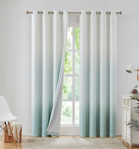 Paneles de cortinas opacas de color degradado de 95 pulgadas de largo, cortinas de dormitorio estilo casa de campo, eficiencia energética, con