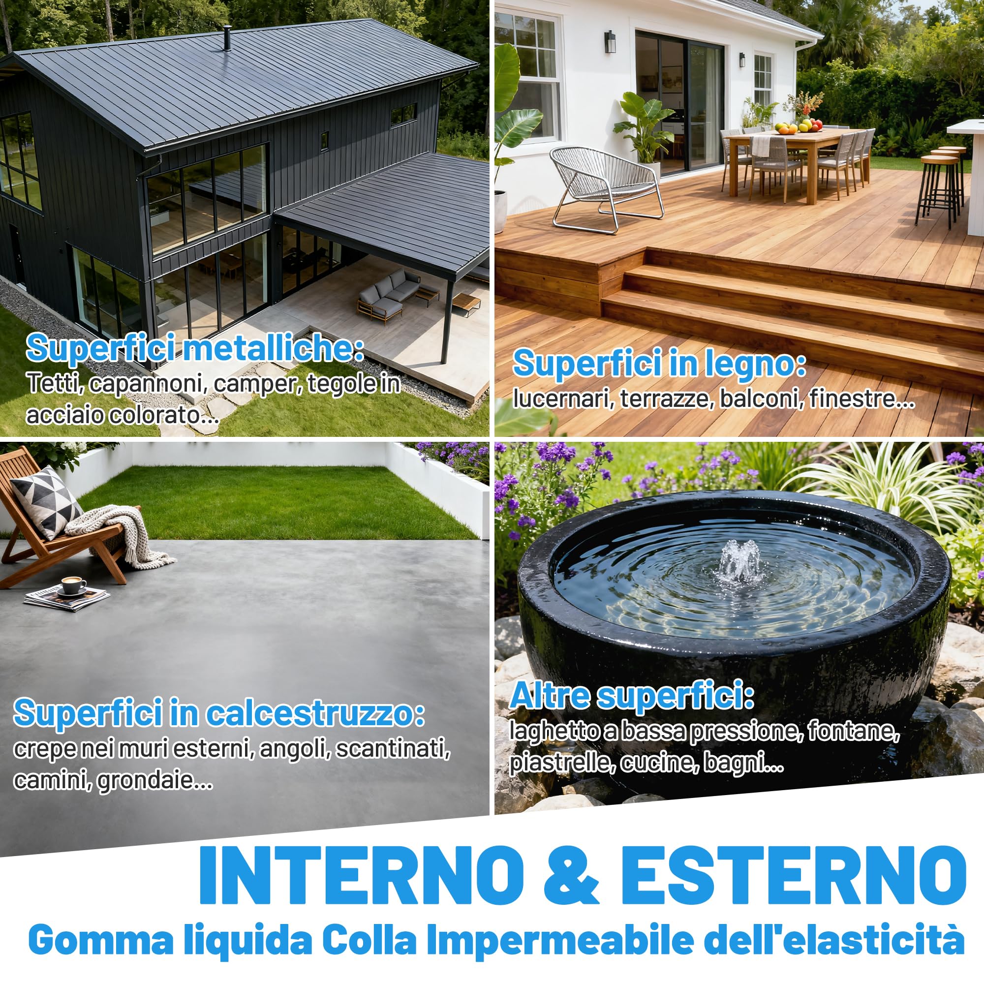 Hupeyna Gomma Liquido Sigillante Impermeabile, Rivestimento Impermeabile | Interno ed Esterno Colla Impermeabile dell'elasticità del Grigio Nube, Multi Superficie Riparazione Crepa Fondamento Tetto
