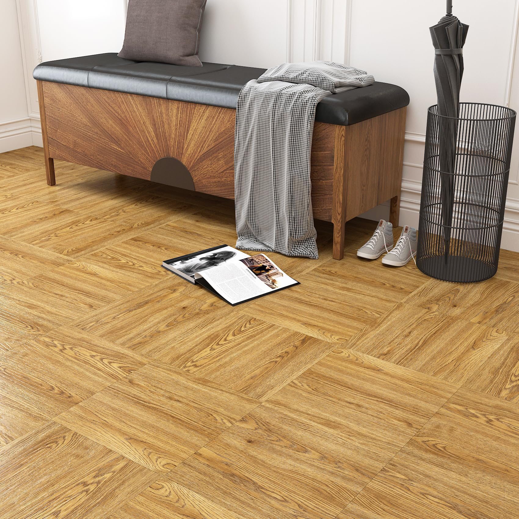 Decotalk Pavimento Adesivo Per Interni Lavabile Effetto Legno 30x30cm 3 Pezzi 0,27m² Piastrelle Adesive Pavimento BagnoRivestimento Parete Legno Pavimentazione Autoadesiva Rivestimento Per Interni