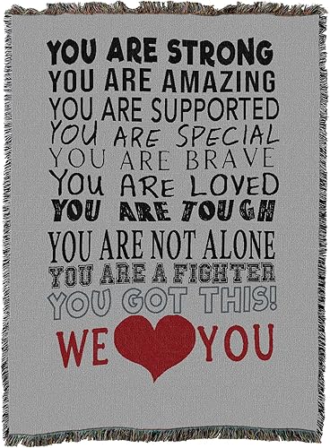 Miniatura 4 de Pure Country Weavers Manta con texto en inglés "You are Strong You Got This Blank", tejida de algodón, fabricada en los Estados Unidos (72 x 54