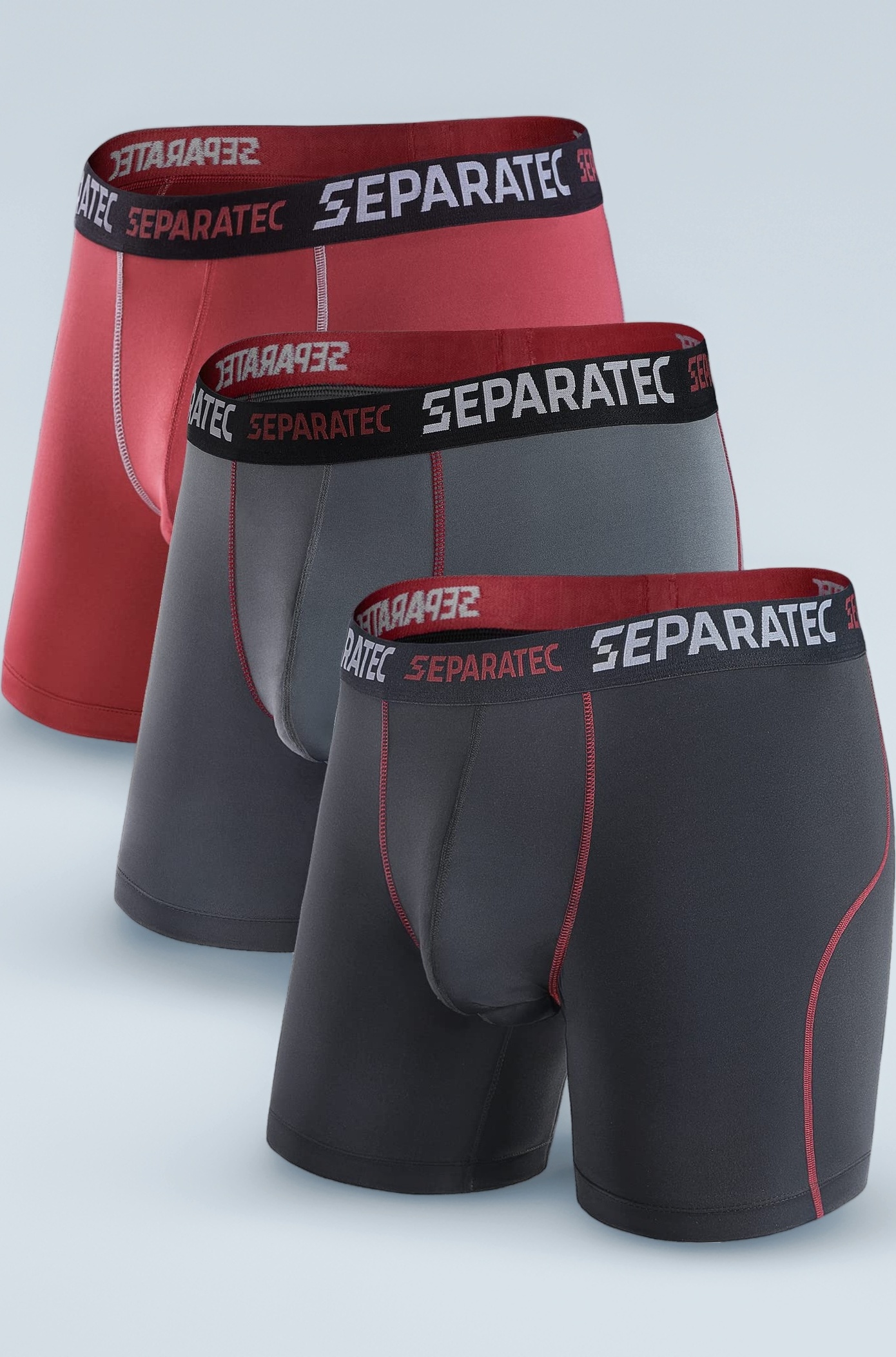 Men's Athletic Cool Mesh Fast Dry Long Leg Boxer Briefs Dual Pouch Underwear 2 Pack