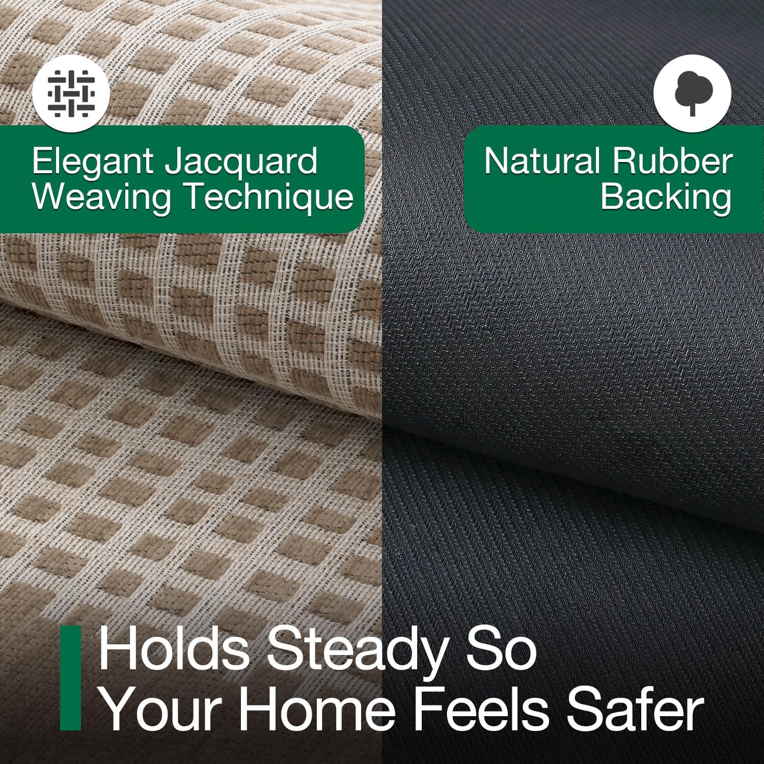 LUMI Inside Door Mat for Entry 30''x48'', Absorbent, Dirt Trapper, Low Profile Thin, Non Slip Mats with Rubber Backing, Ideal for Indoor, High Traffic, Garage, Entrance, Checkered Beige - Image 6