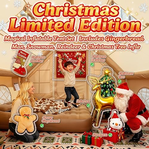 Miniatura 2 de Tiendas inflables grandes para 81012 personas para acampar, tiendas inflables de 4 estaciones con dosellluvia, casa de campaña inflable de lujo con