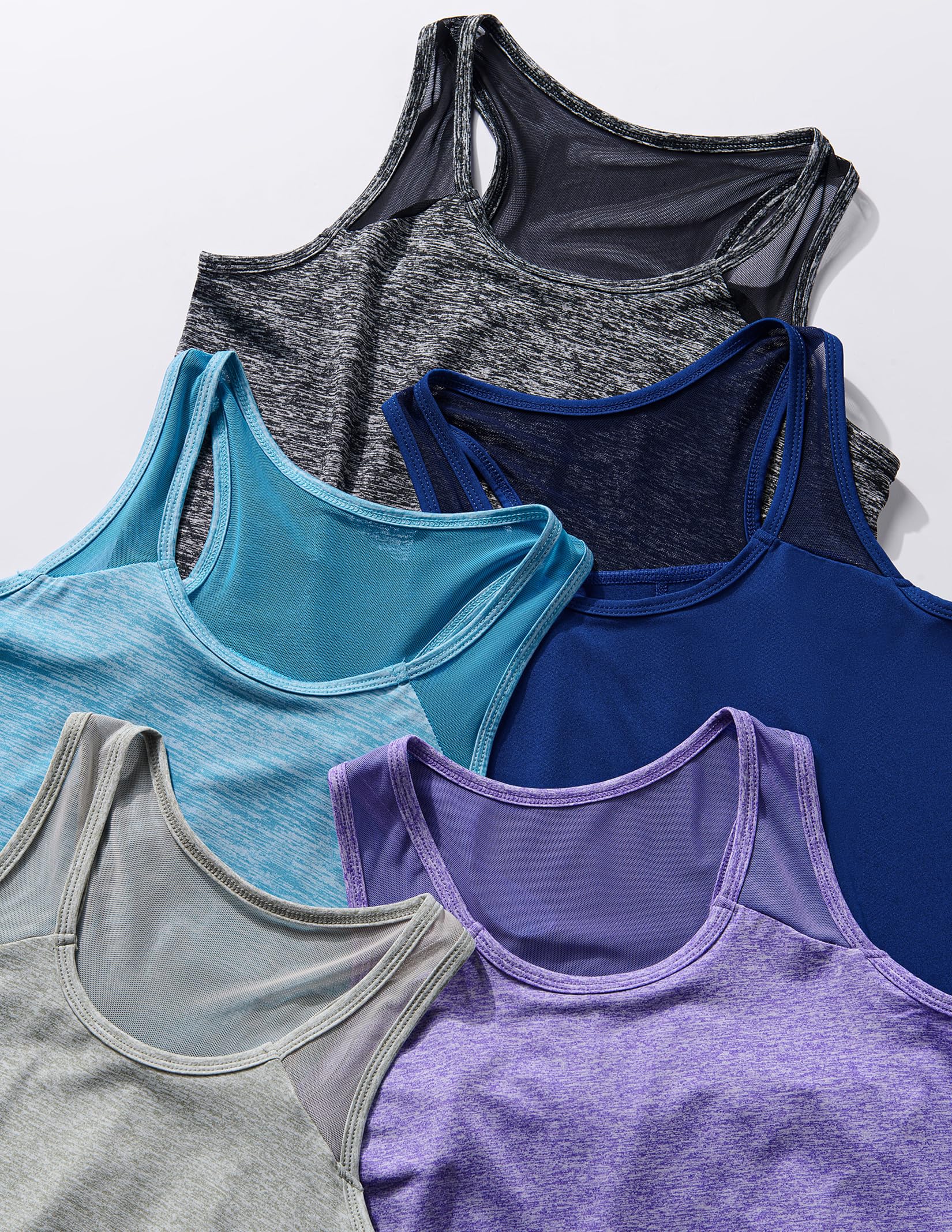 Confezione da 5 Canottiere da Allenamento da Donna, Canotta Sportiva da Donna, con Schiena Incrociata, in Rete, per Yoga, Palestra e Corsa