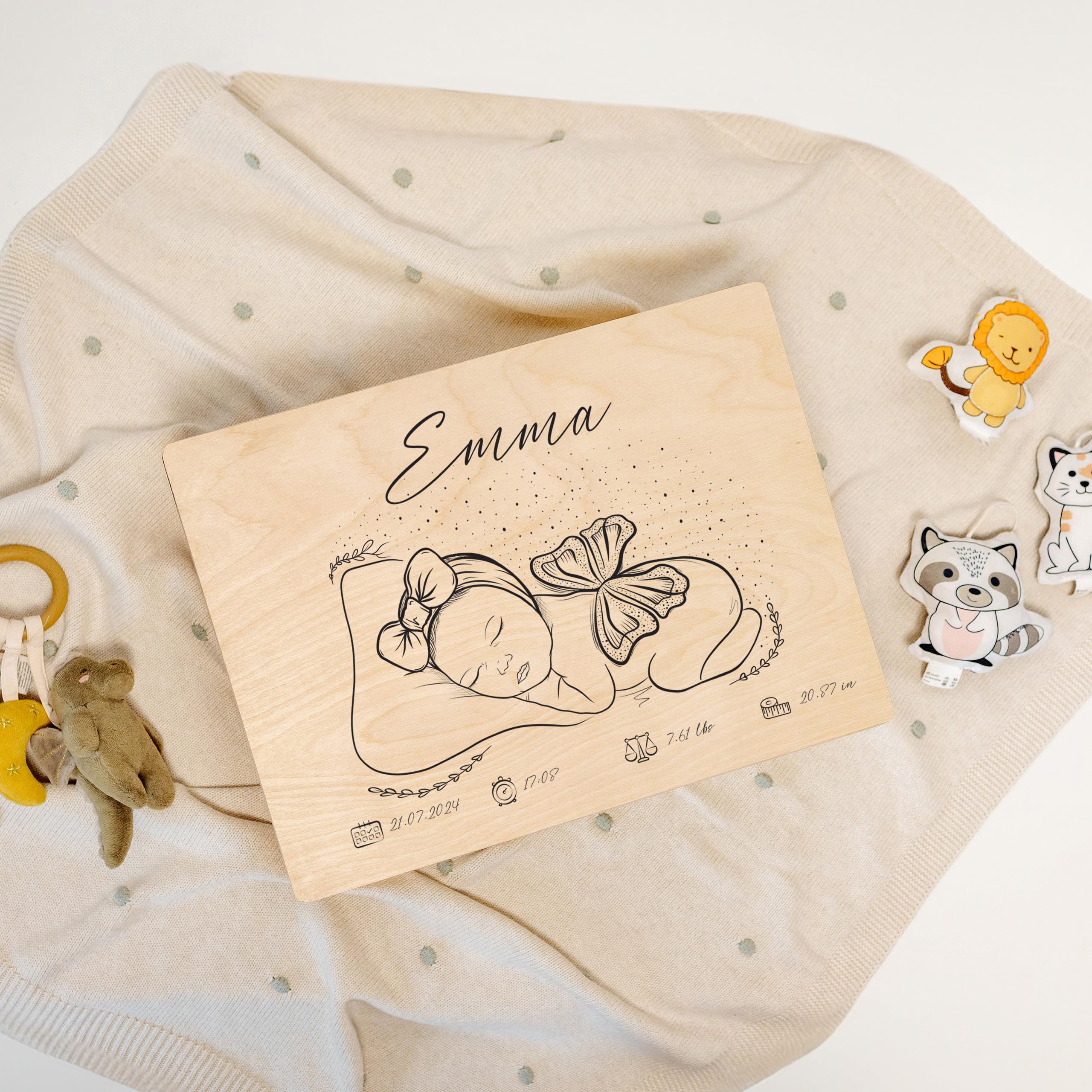 Creative DECO Caja de Recuerdos Personalizada para Bebés/Regalo Niños | Nacimiento Personalizado | Cajas de Madera Personalizadas para Niños | Personalizados para Niño y Niña