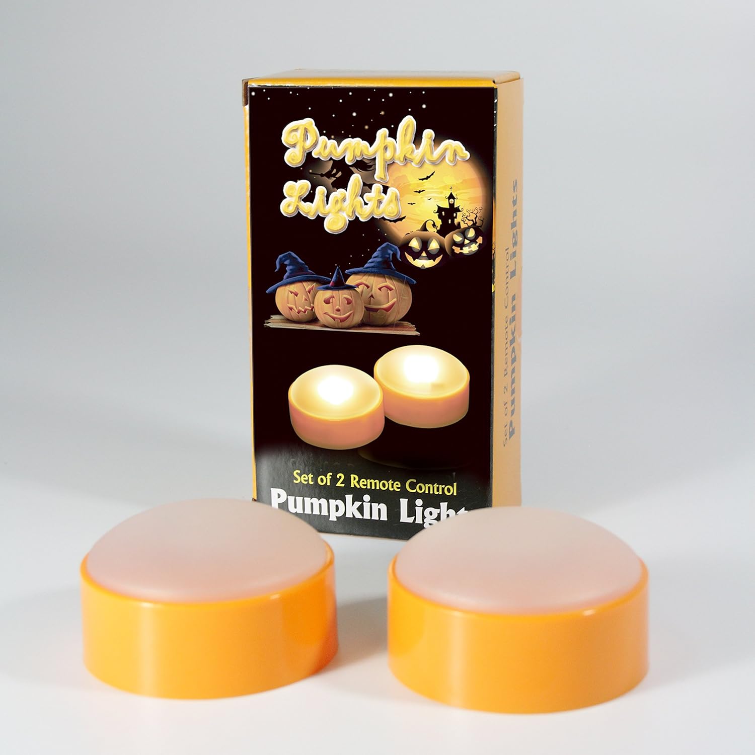 Candle Choice Set of 2 LED Pumpkin Lights with Remote and Timer, Jack-O-Lantern Light, Halloween Light, Flameless Candles for Pumpkins, Orange Color
