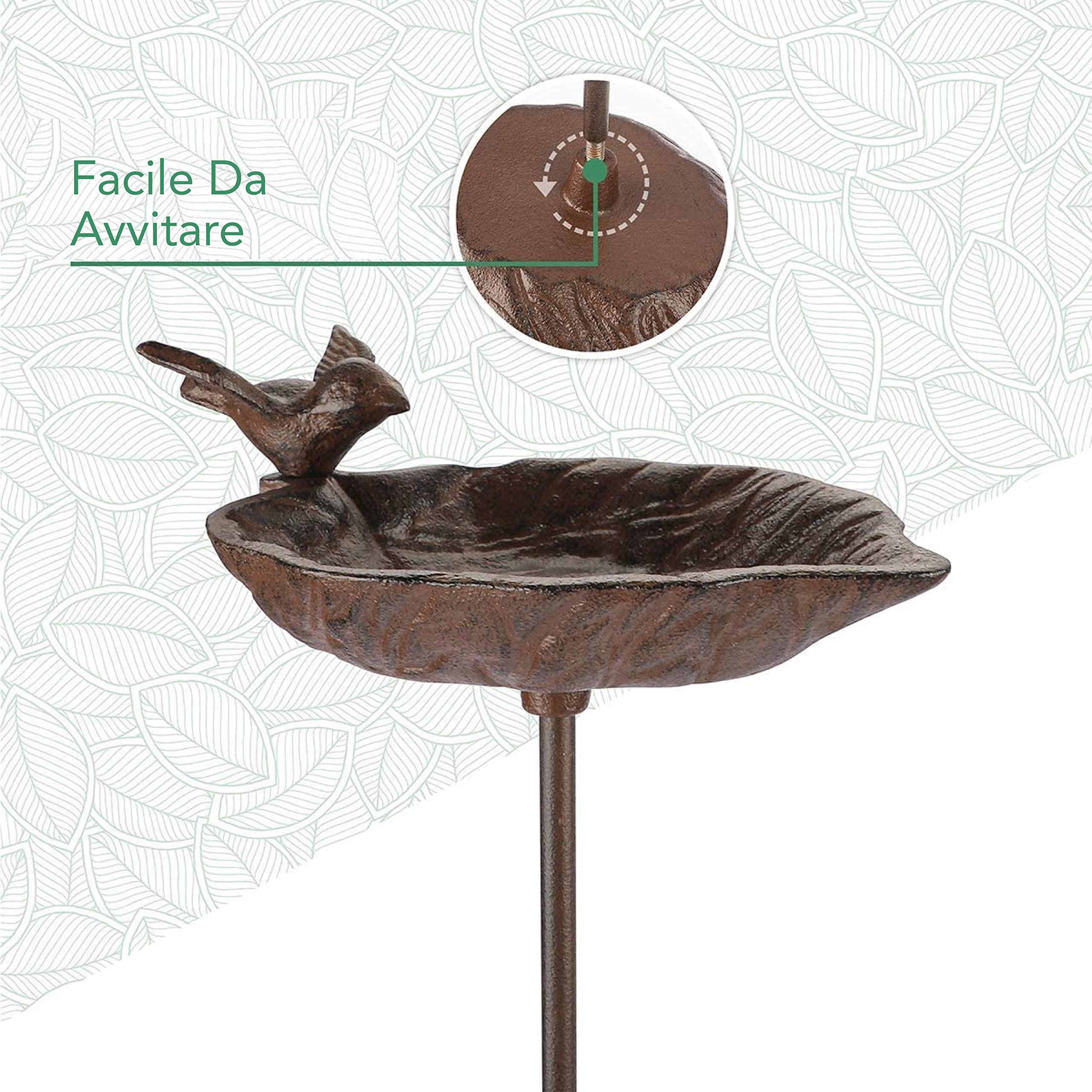 Abbeveratoio per uccelli in ghisa vintage per giardino - Fontana a colonna WILDLIFE FRIEND