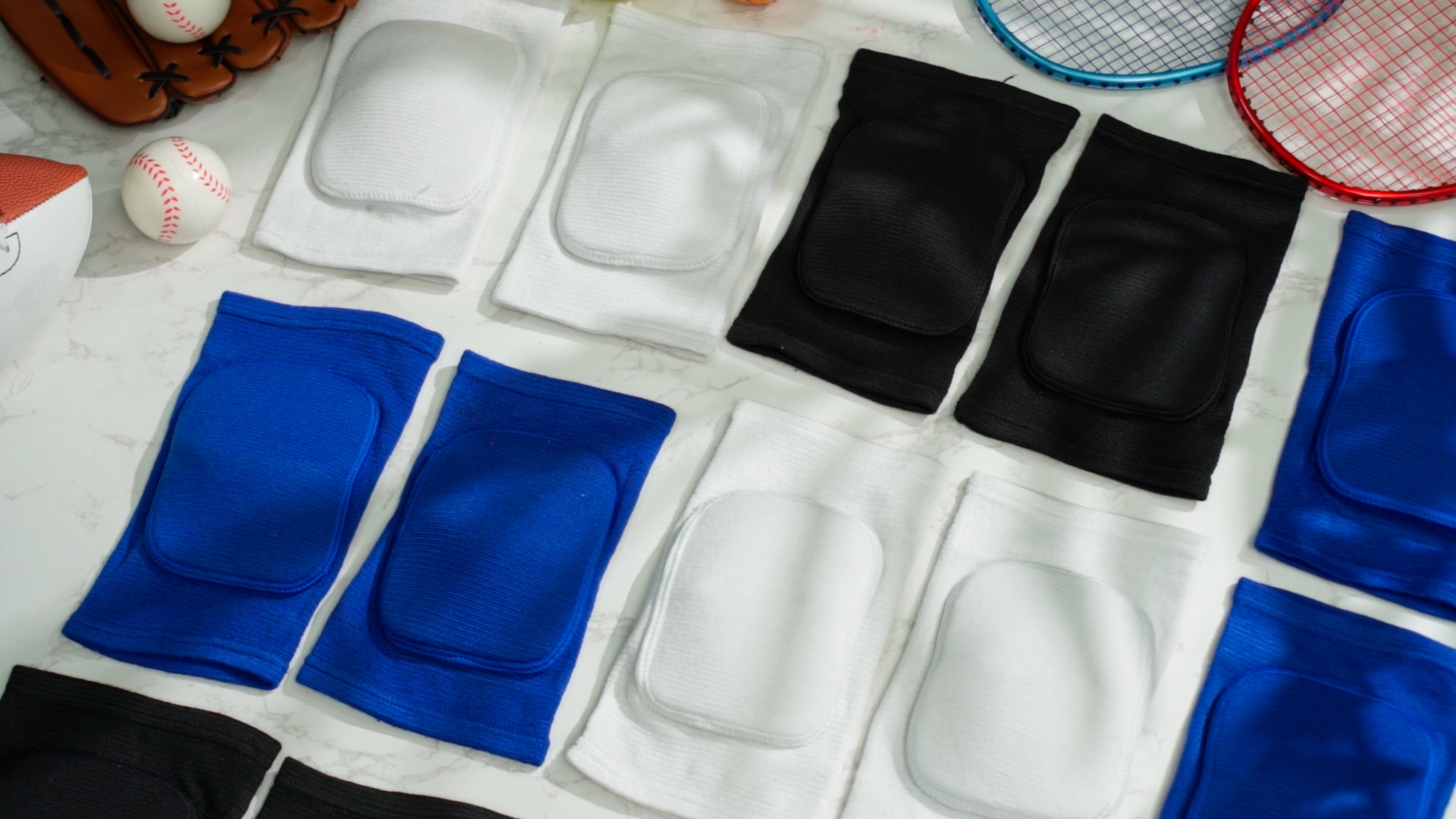 Image of Lenwen 12 Pairs Volleyball Knee Pads for Dancers Soft Breathable Knee Braces for Men Women Football Soccer Yoga Skating Wrestling Running Cycling(Medium,Blue, White)