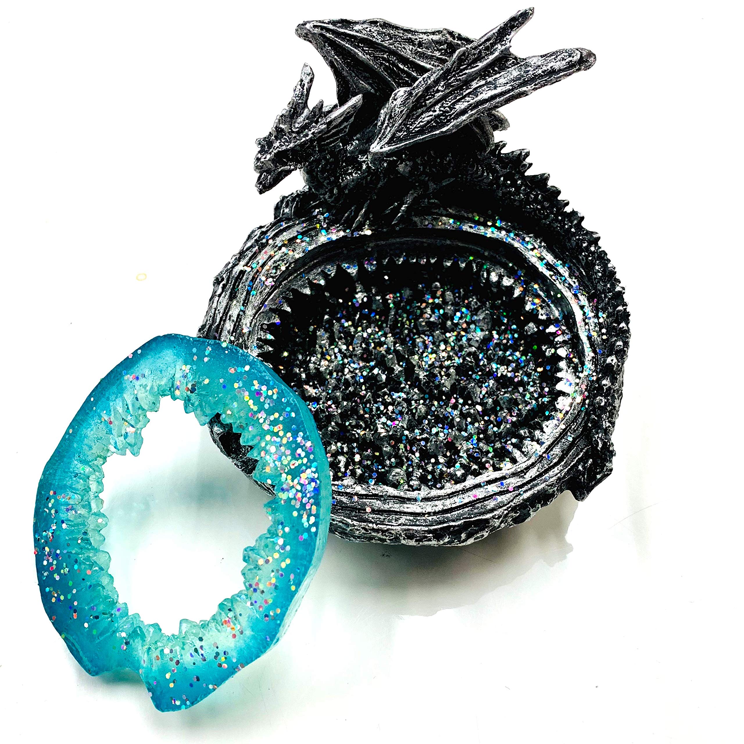 Silver Glitter Dragon Ashtray by Fujima Ashtray for Outdoor/Indoor/Patio/Home Decor Use Ash Holder for Smokers Cigarettes Unique Ashtray Length 6 x 6 Height