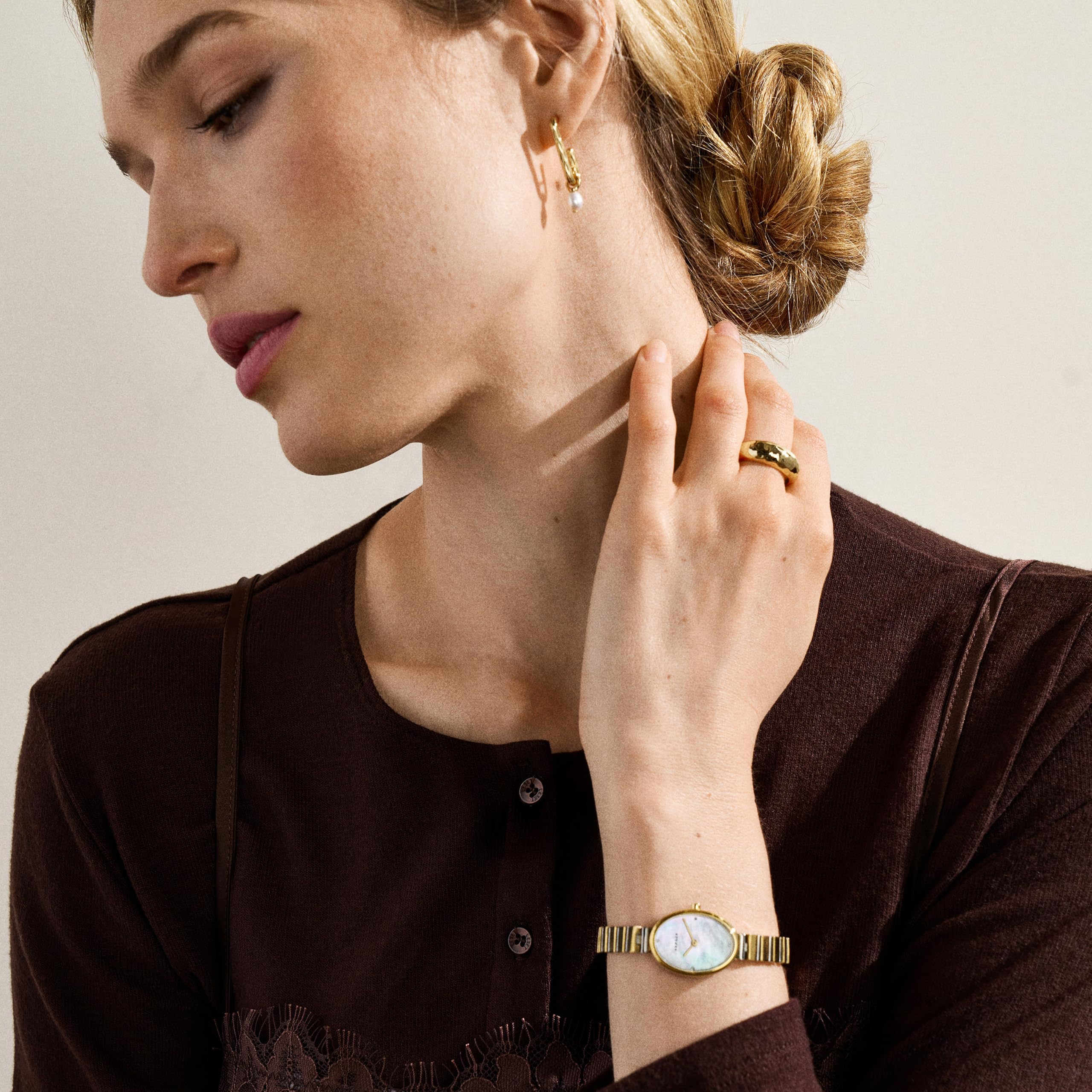 Skagen Anita Oval Reloj para Mujer de Acero Inoxidable Color Dorado de 20MM, SKW3183