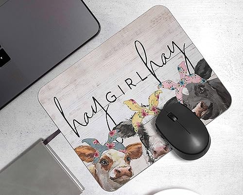 Miniatura 2 de OFlich Hay Girl - Alfombrilla de mouse cuadrada de vaca rústica de 9.5 x 7.9 pulgadas, base de goma antideslizante, para computadoras, laptop,