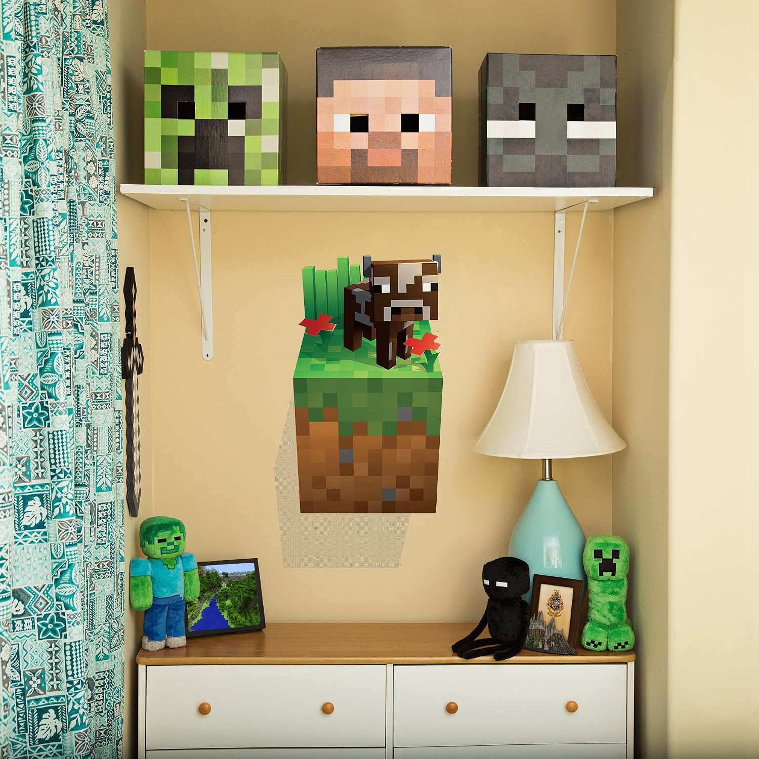 Minecraft Creeper Inside Wall Decal Plus Pig and Cow (Set of 3)