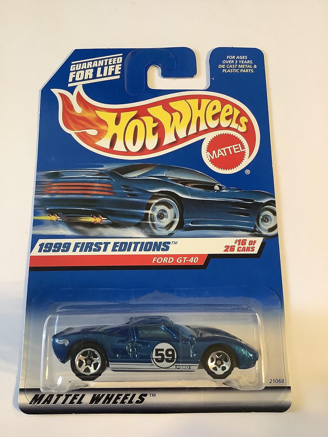 Mattel Hot Wheels 1999 First Editions 1:64 Scale Blue Ford GT-40 16/26 Die Cast Car