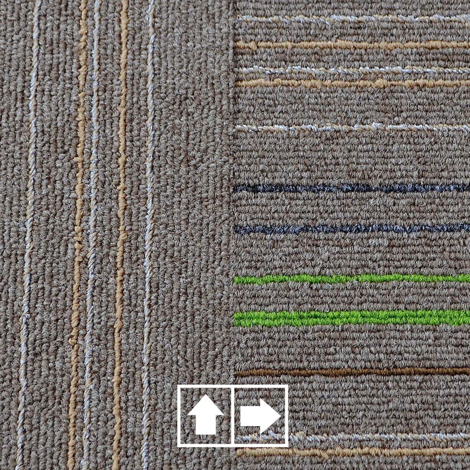 casa pura Dalles Moquette Aiguilletée - Moquette 50x50 cm | Dalle Moquette a Rayure | Moquette Intérieure Bureau & Maison | Beige/Vert (12 Pièces - 3m²)