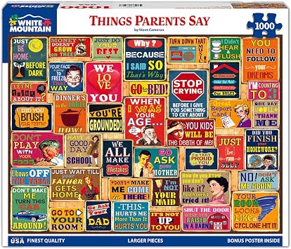 White Mountain 1000 Piece Jigsaw Puzzle Nostalgic Quotes Collage Puzzles with Large Pieces for Adults and Family 24x30 - Things Parents Say