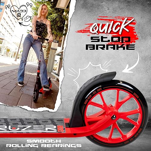 Miniatura 4 de Madd Gear Metro 200 - Patinete plegable para adultos y adolescentes, ajustable, ligero, de 2 ruedas con ruedas grandes y suaves