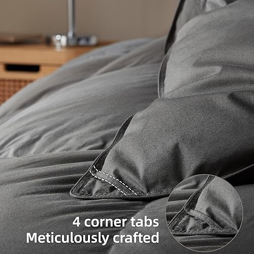Miniatura 5 de Edredón de plumas de ganso tamaño Queen, relleno de edredón 100% algodón orgánico, relleno de edredón de lujo para todas las estaciones con diseño
