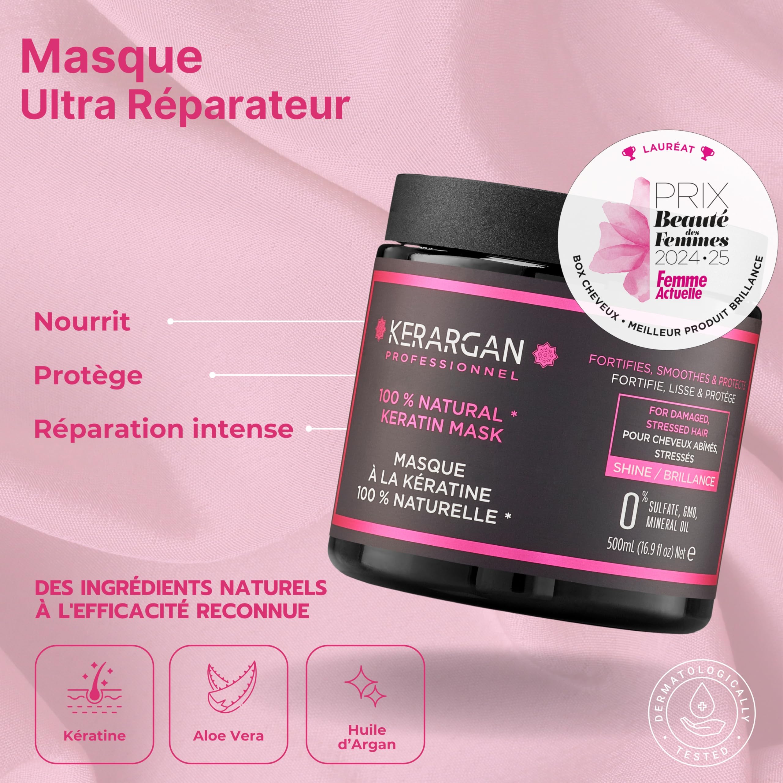 KERARGAN - Routine Kératine 6 Soins Complète - 3x500ml+100ml+350ml+250ml | Shampoing, après-shampoing, masque, sérum, soin sans rinçage et gommage, routine réparatrice complète