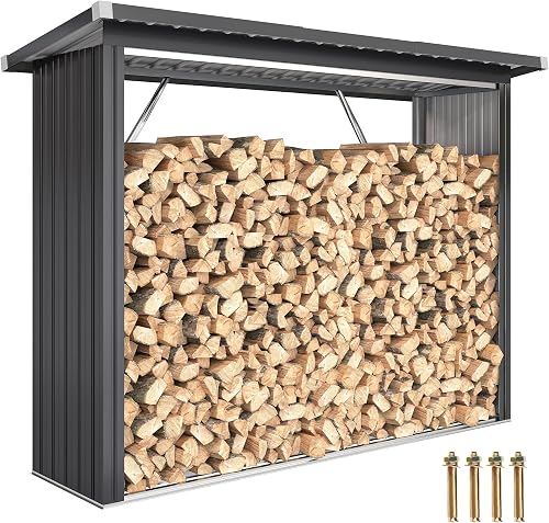 Abri-bûches Couvert en Acier Galvanisé 213x66,5x150cm G Outsunny