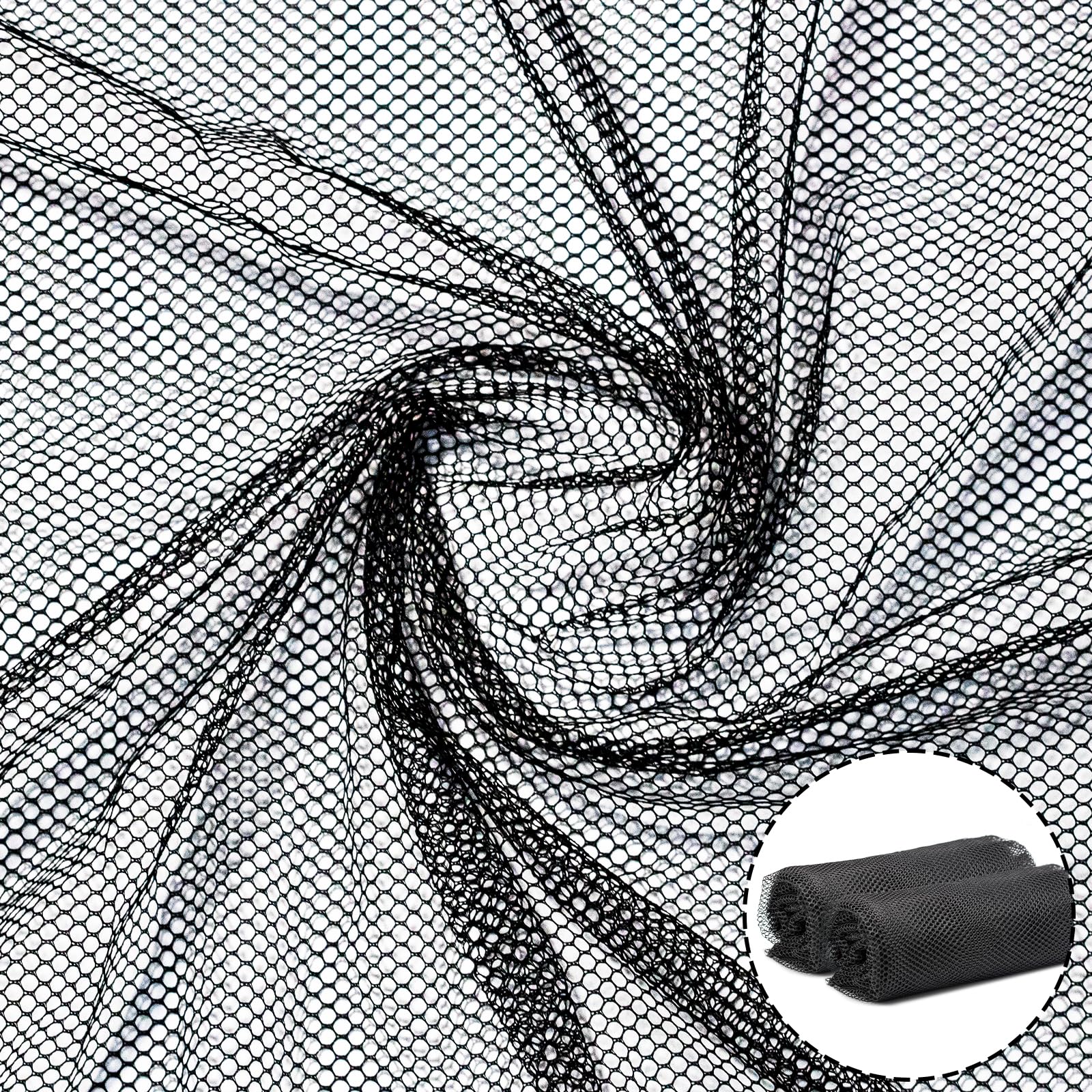 2PCS Black Mesh Fabric 160 * 150 cm Soft Mesh Fabric Slightly Stretchy Suitable for Shopping Bags, Backpack Pockets, Shoulder Straps and Mesh