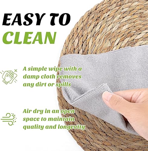 Miniatura 4 de Juego de 24 manteles individuales redondos tejidos de 12 pulgadas, manteles individuales de ratán bohemio tejido a mano natural, manteles