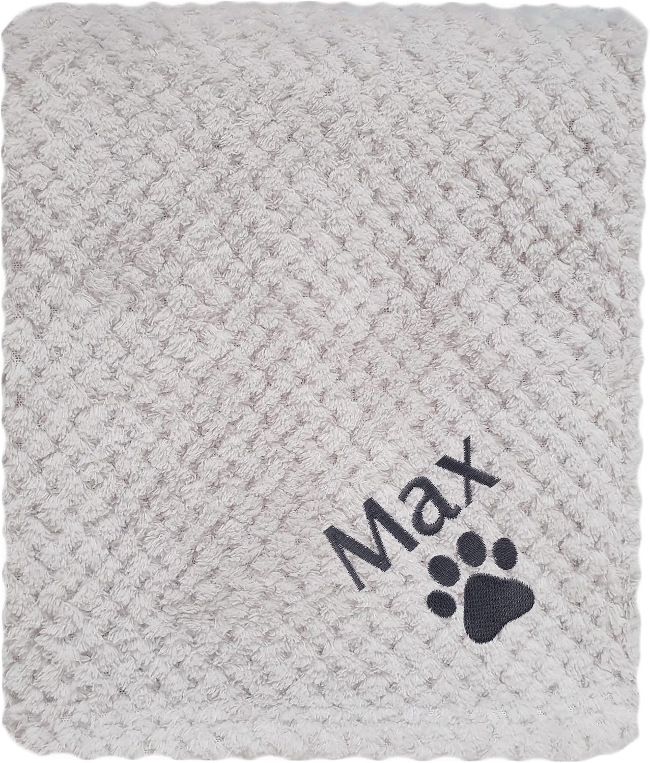 Personalised Dog Puppy Pet Blanket Kitten Cat Bed Blanket (Grey Waffle