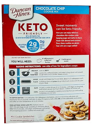 Duncan Hines Keto Friendly Chocolate Chip Cookie Mix, Gluten Free, 8.8 oz