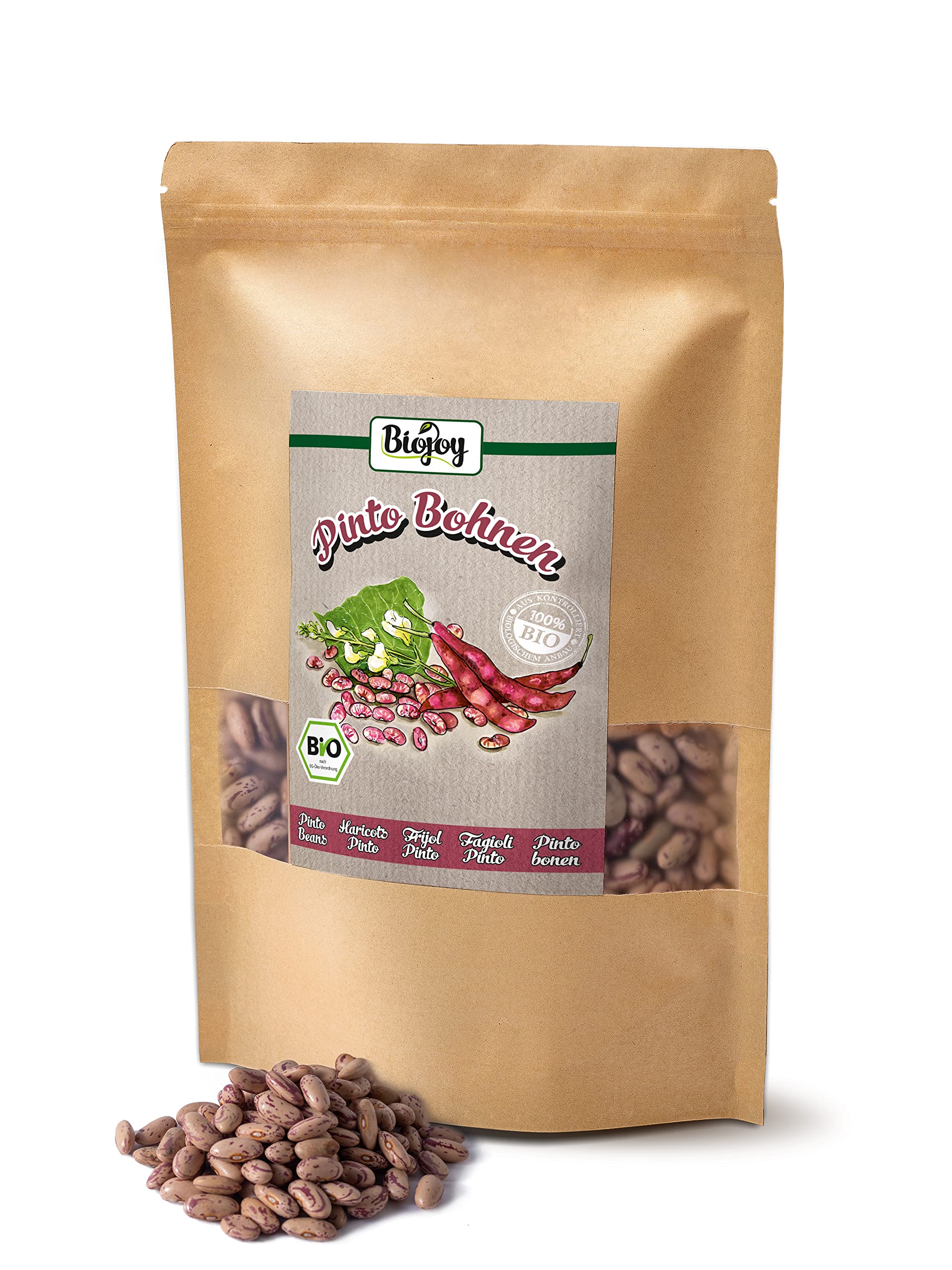 Biojoy Haricots Pinto BIO (1,5 kg), séchés et entières, sans additifs