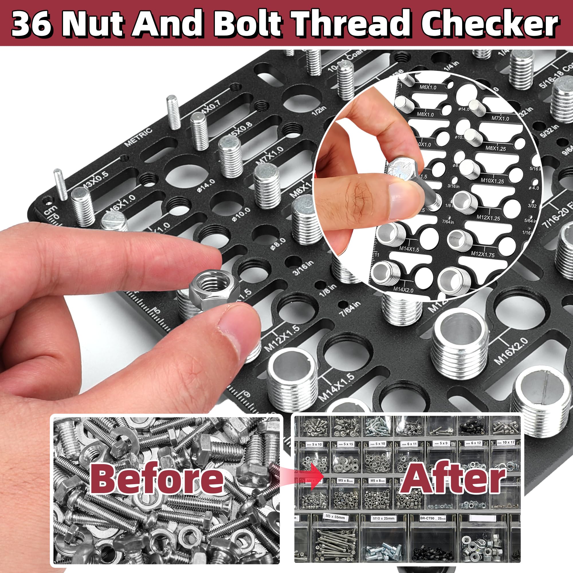 Thread Checker Tool - Bolt & Nut Size Finder -4 Thread Checker Tool - Bolt & Nut Size Finder -4