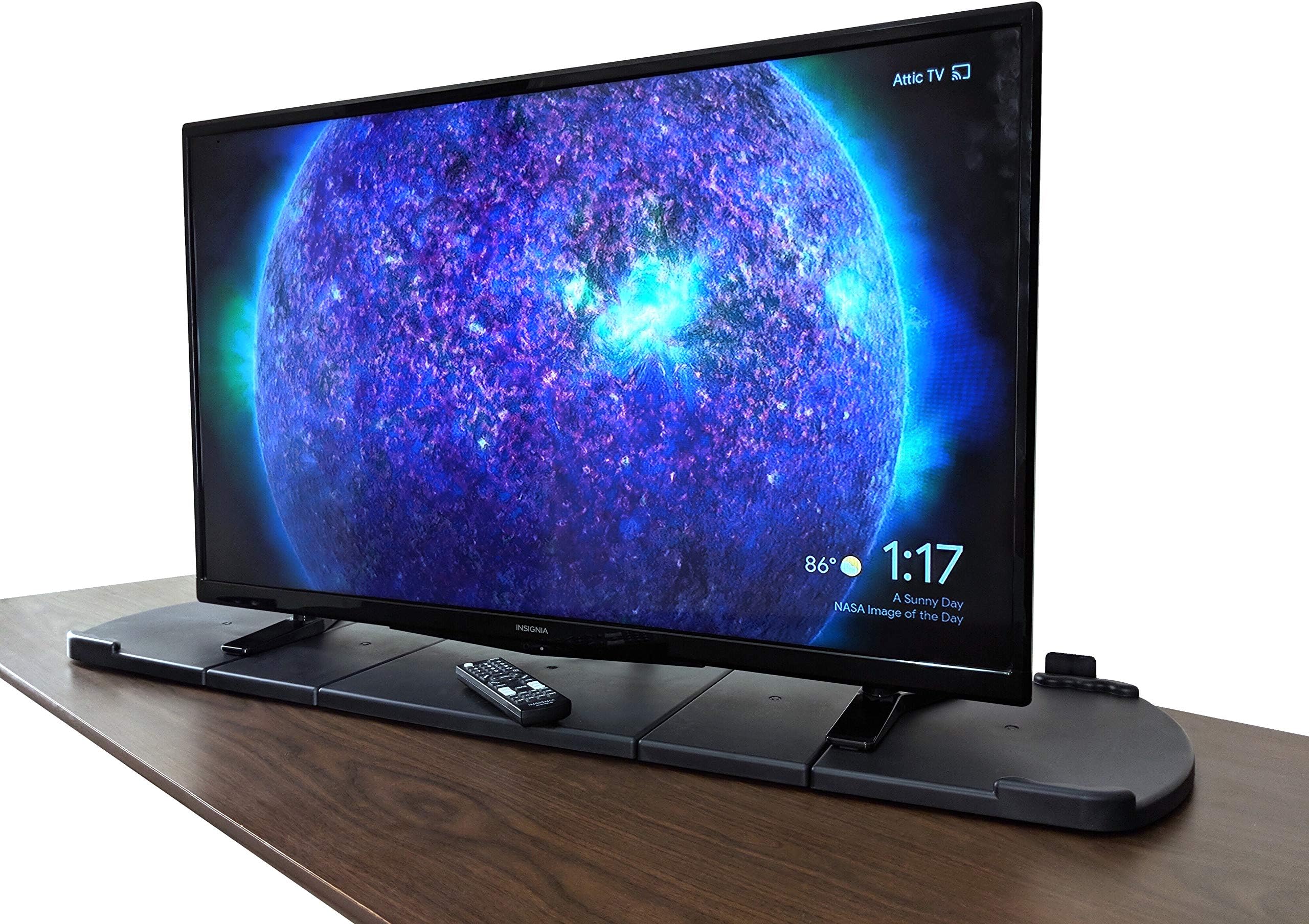 LapWorks 4K TV Swivel Base - Adjustable from 36" to 48", 80lbs Capacity - Rotating Turntable Base Compatible with Two-Leg TVs - Optimal Viewing & Glare Reduction for UHD, LED, OLED
