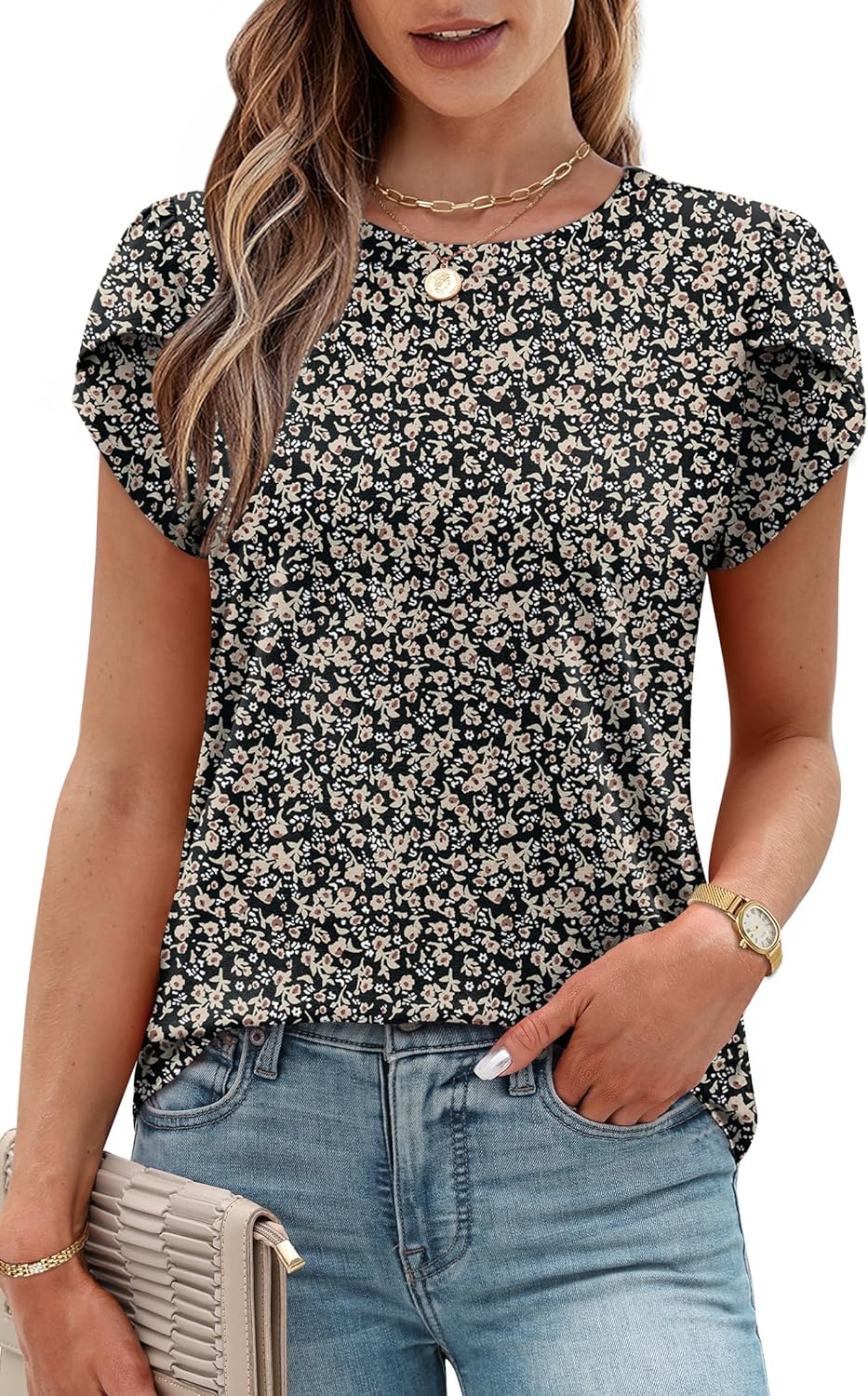 T Shirts for Women Short Sleeve Tops Dressy Blouses Business Casual Beach Vacation Outfits - Image 2