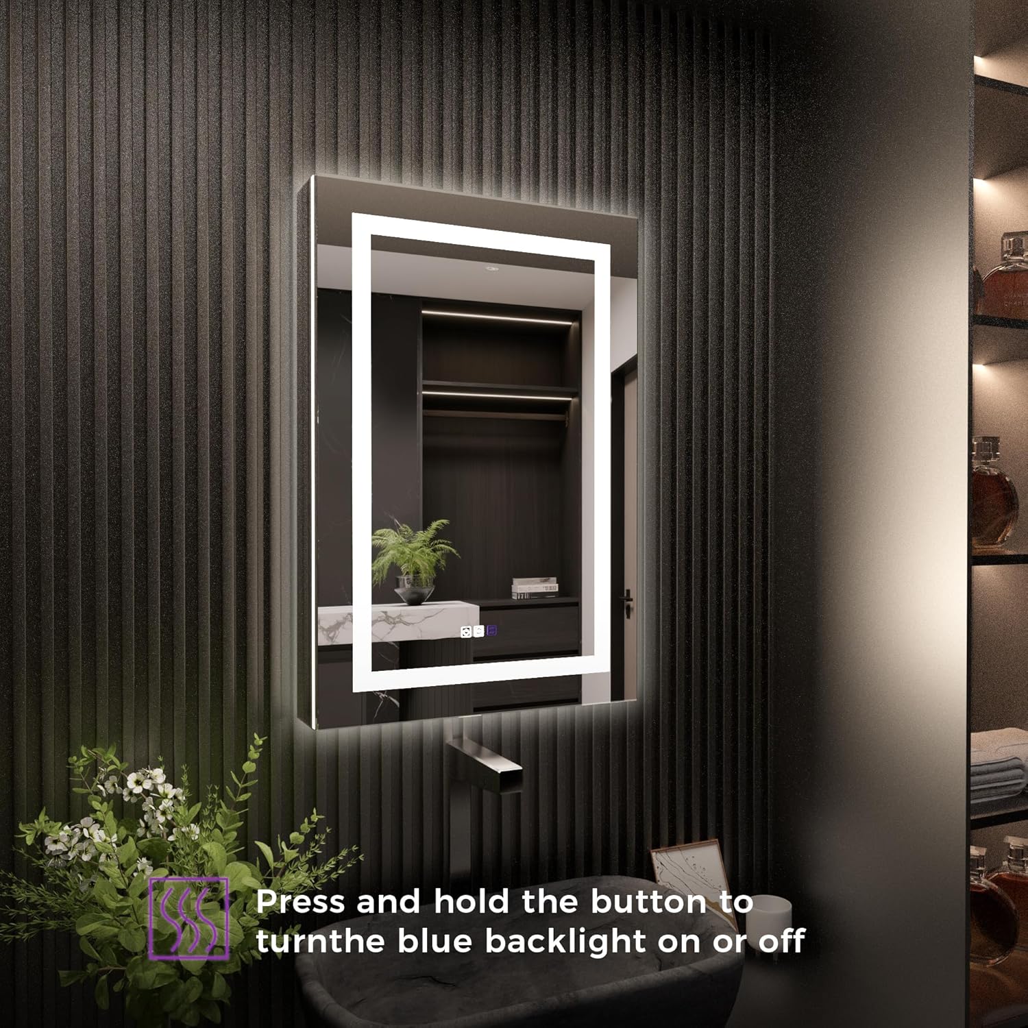 Luxury LED Lighted Medicine Cabinet with Mirror Dimmable, Defogging, 24 inch Commercial Medicine Cabinet, Outlets for Apartments, Hotel, Right Hinge