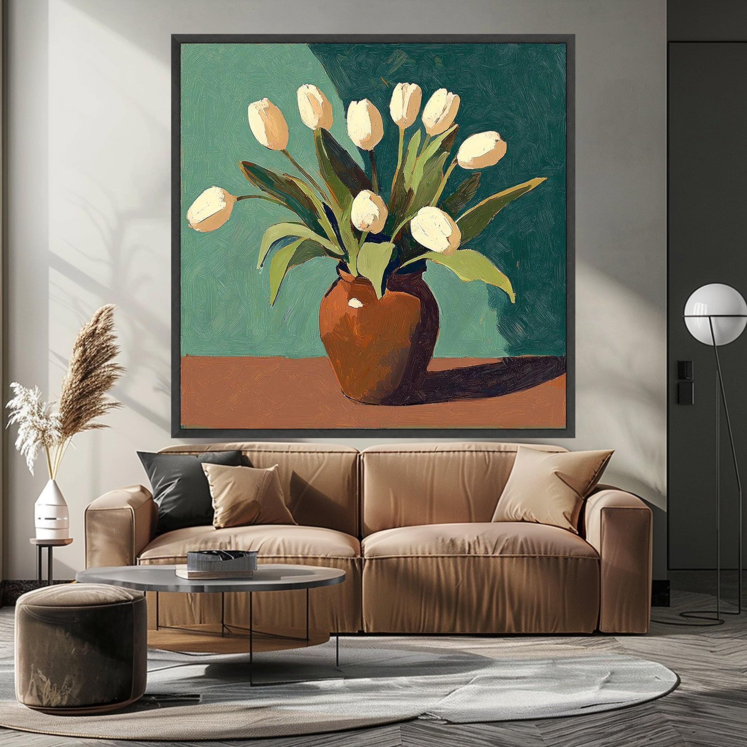 Décoration murale minimaliste toile imprimée fleurs 45x45cm - 8
