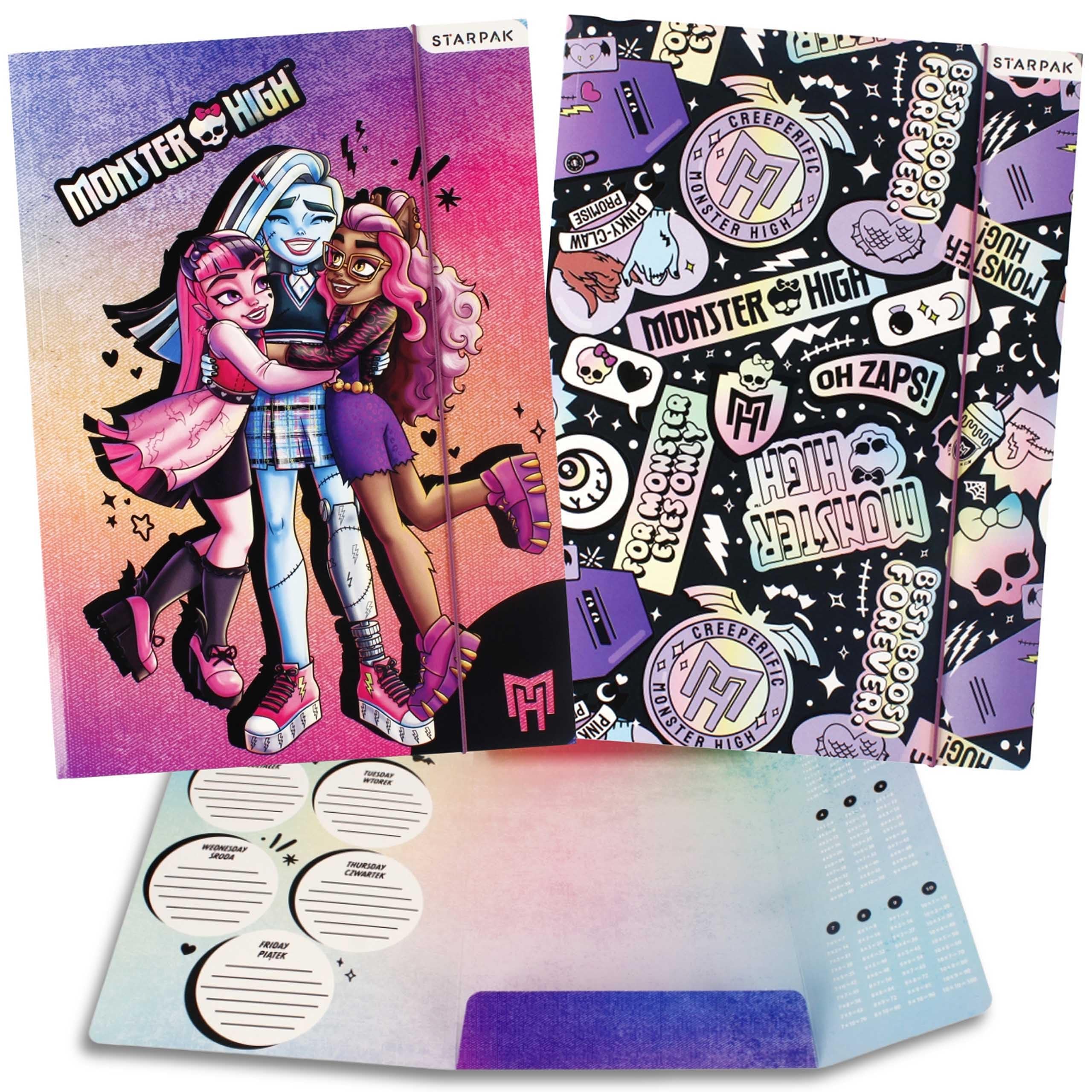Image secondaire de Monster High Chemise colorée avec élastique, dossier scolaire A4 pour enfants, emploi du temps x1