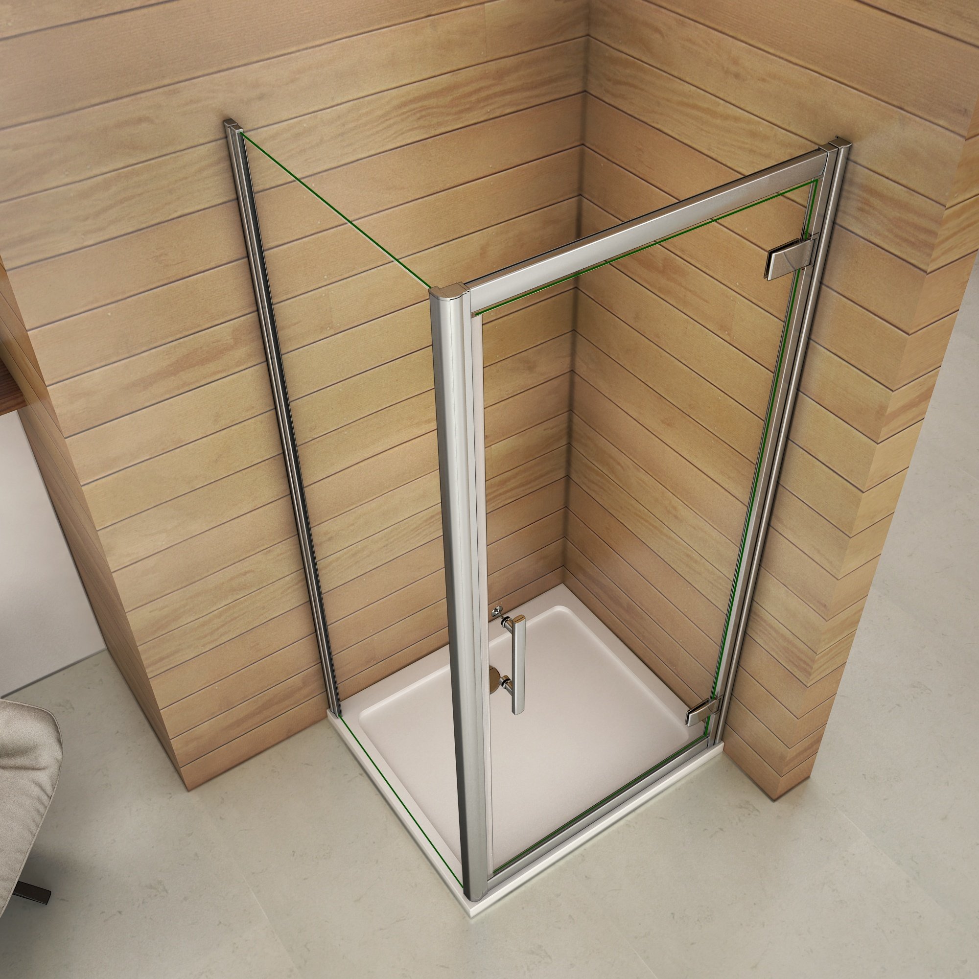 Cabine de douche 90x90x185cm porte de pivotante avec une paroi de douche