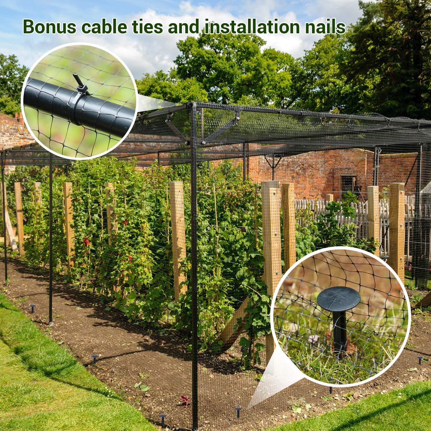 Buy Ohuhu 6.8 x 100 FT Heavy Duty Bird Netting with Cable Ties & Ground Nails, PP Material Anti