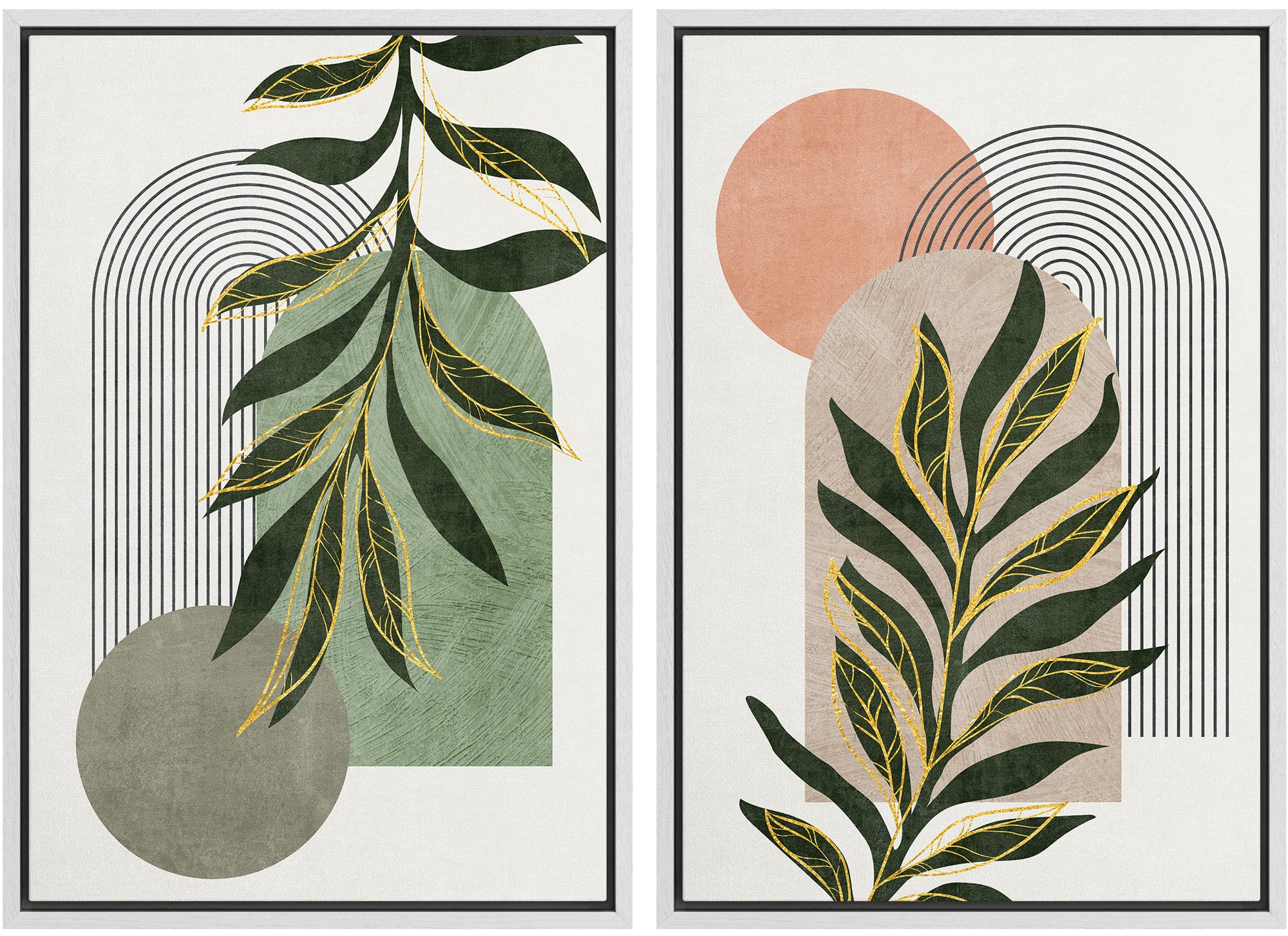 SIGNFORD Framed Canvas Print Wall Art Set Soft Hydrangea Pair Light Blue Florals with Green Leaves Illustration Modern Art Decorative Nordic Nature for Living Room, Bedroom, Office - 24"x36"x2 White — view 137