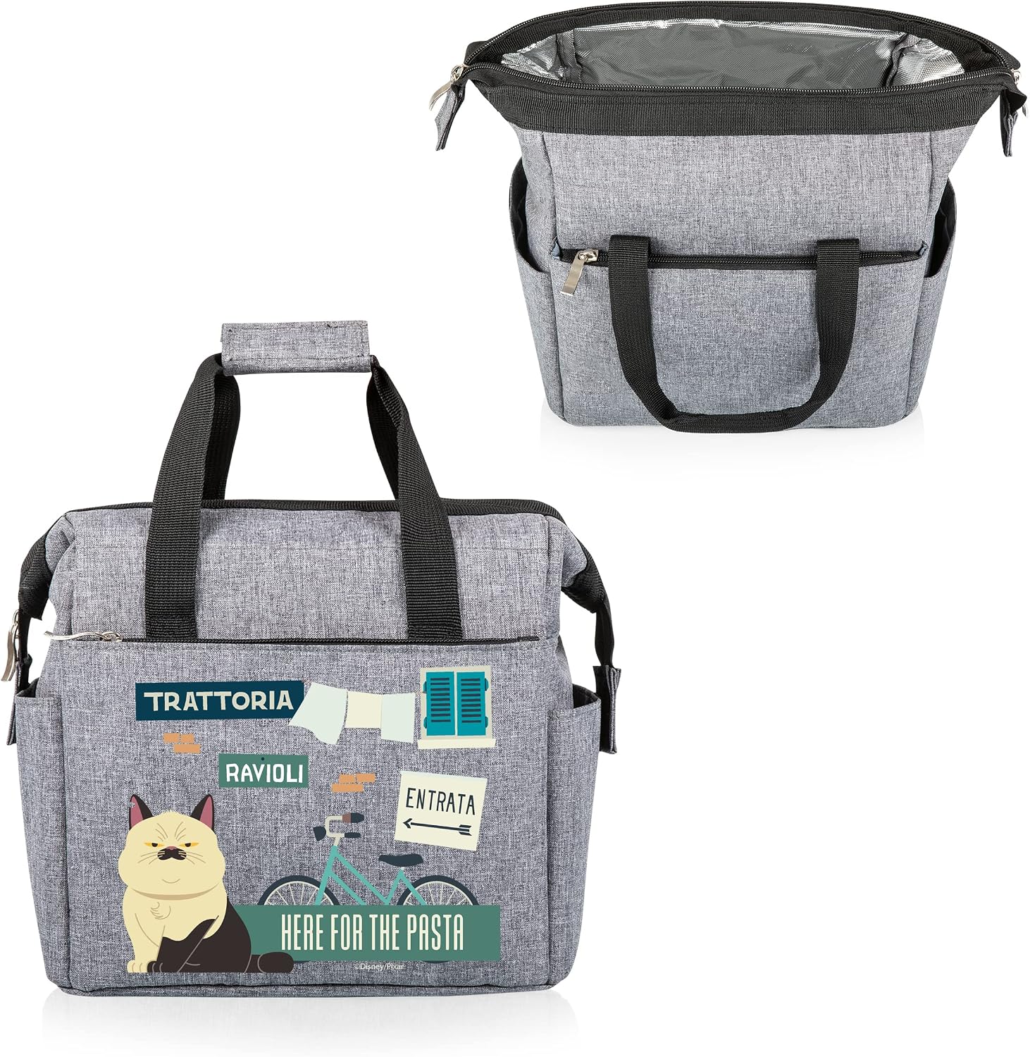 PICNIC TIME Disney Pixar Luca On The Go Insulated Lunch Bag, Soft Cooler Lunch Box, Leak Resistant Reusable Lunch Tote, Work Lunchbox, Thermal Cooler Bag with Dual Compartments, (Heathered Gray)