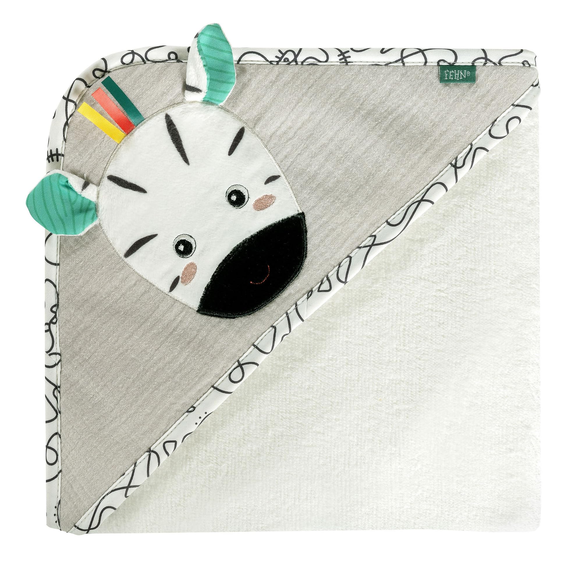 Fehn Kapuzenbadetuch Zebra – Bade-Poncho aus Frottee mit Kapuze und Zebra Motiv – saugstark & kuschelweich – für Babys und Kleinkinder ab 0+ Monaten